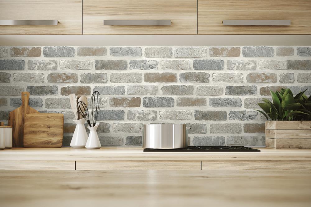 Wallpaper Designer White and Gray Washed Brick Wall Looks Real Up 