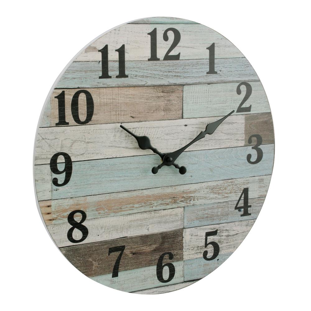 Stonebriar Rustic 12 Inch Round Wooden Wall Clock Battery Operated Vintage for for sale online 