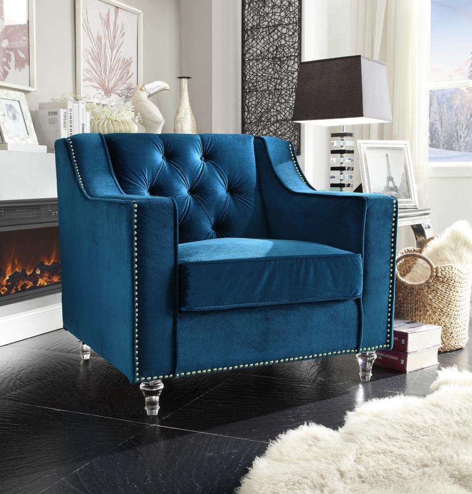 Chic Home Design Dylan Modern Navy Blue Velvet Club Chair in the Chairs