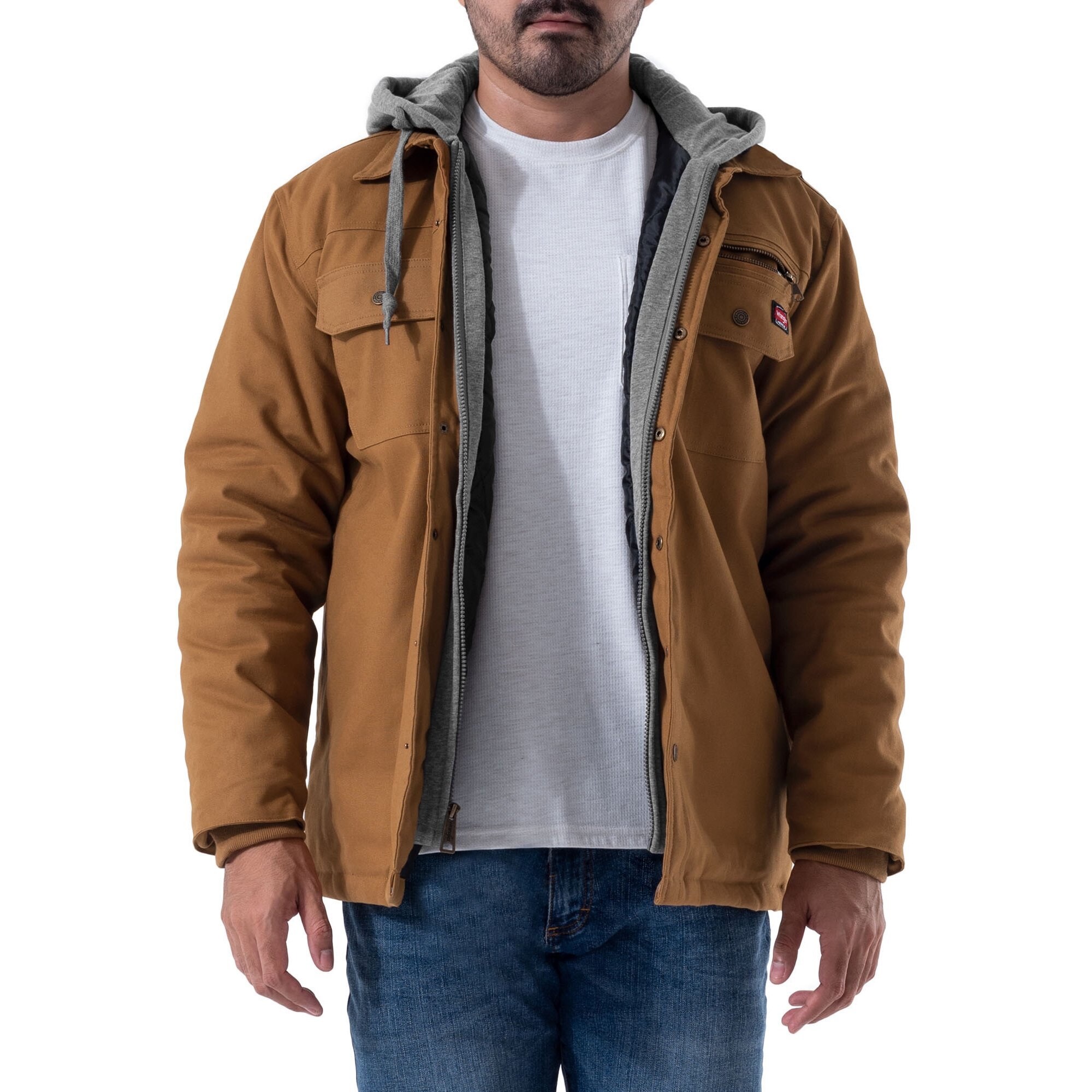 Wrangler Men's Duck Canvas Hooded Insulated Work Jacket (Large) in the Work  Jackets & Coats department at 
