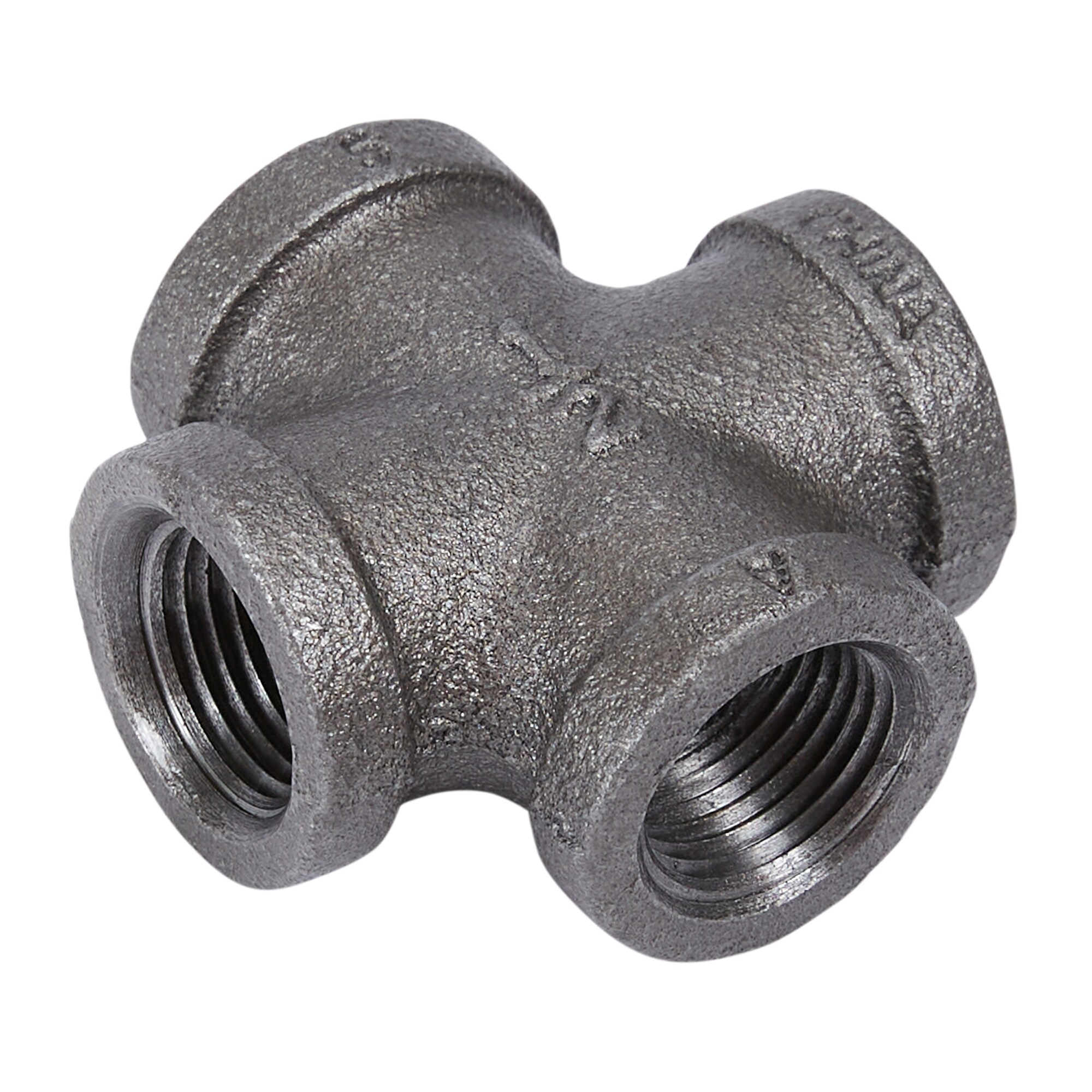 one 3/4" GALVANIZED MALLEABLE IRON CROSS 4-way TEE fitting pipe npt LDR 