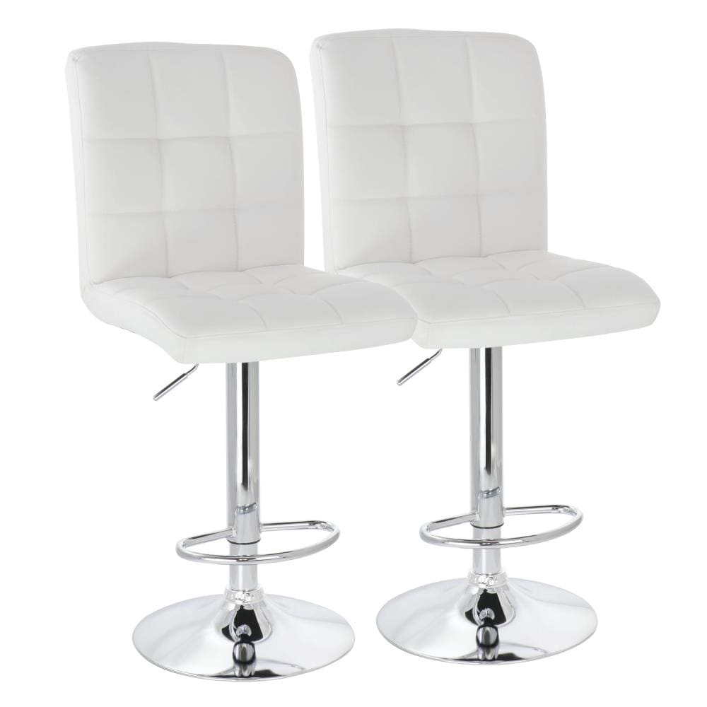 white padded bar stools