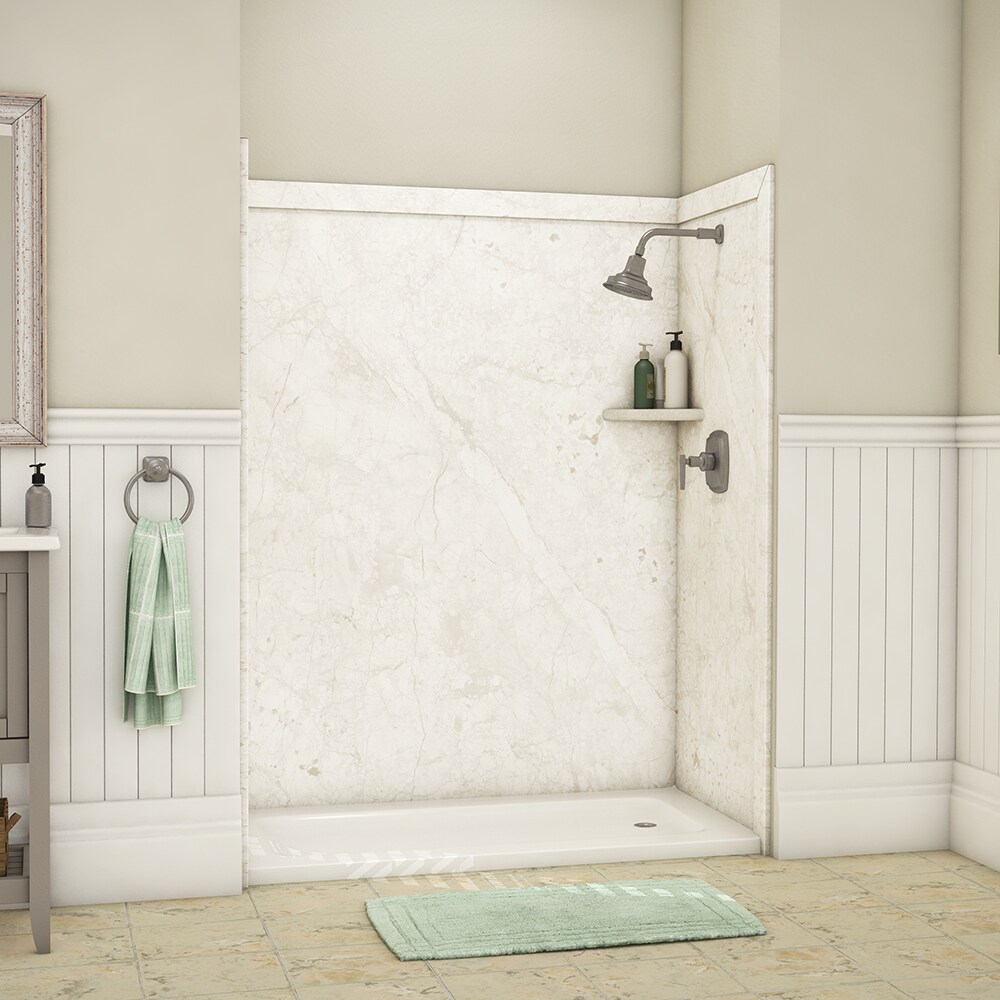 eend sieraden olie FlexStone Royale Botticino Cream Panel Kit Shower Wall Surround (60-in x  36-in) in the Shower Wall Surrounds department at Lowes.com