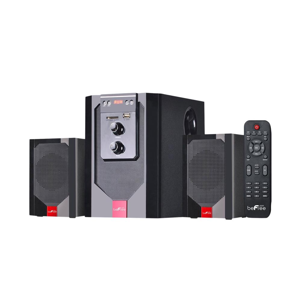 beFree Sound 5.1 Channel Bluetooth Home Stereo System with USB and SD Slots-Red 