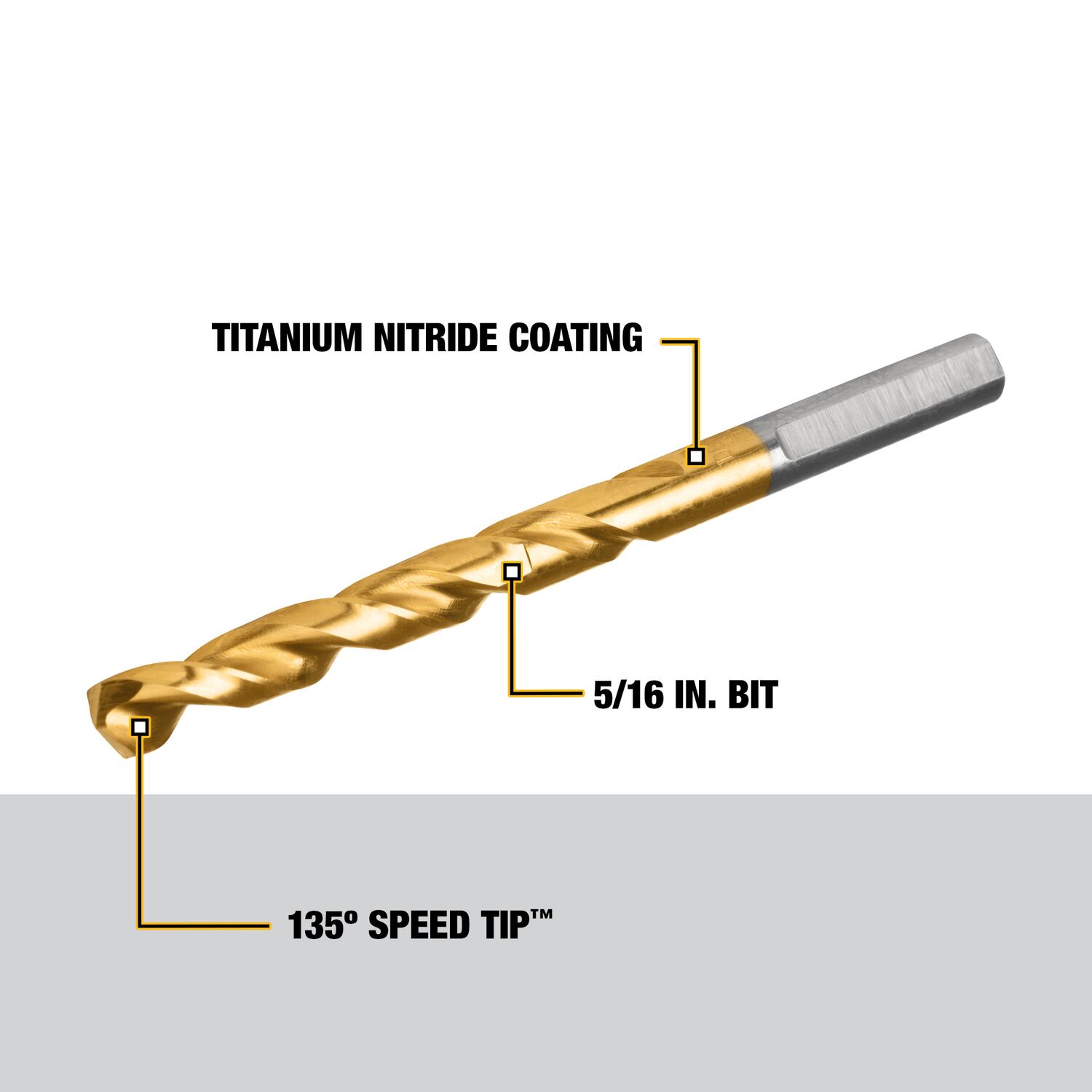 DEWALT 5/16-in 6-in Titanium Nitride Coated Hss Twist Drill Bit