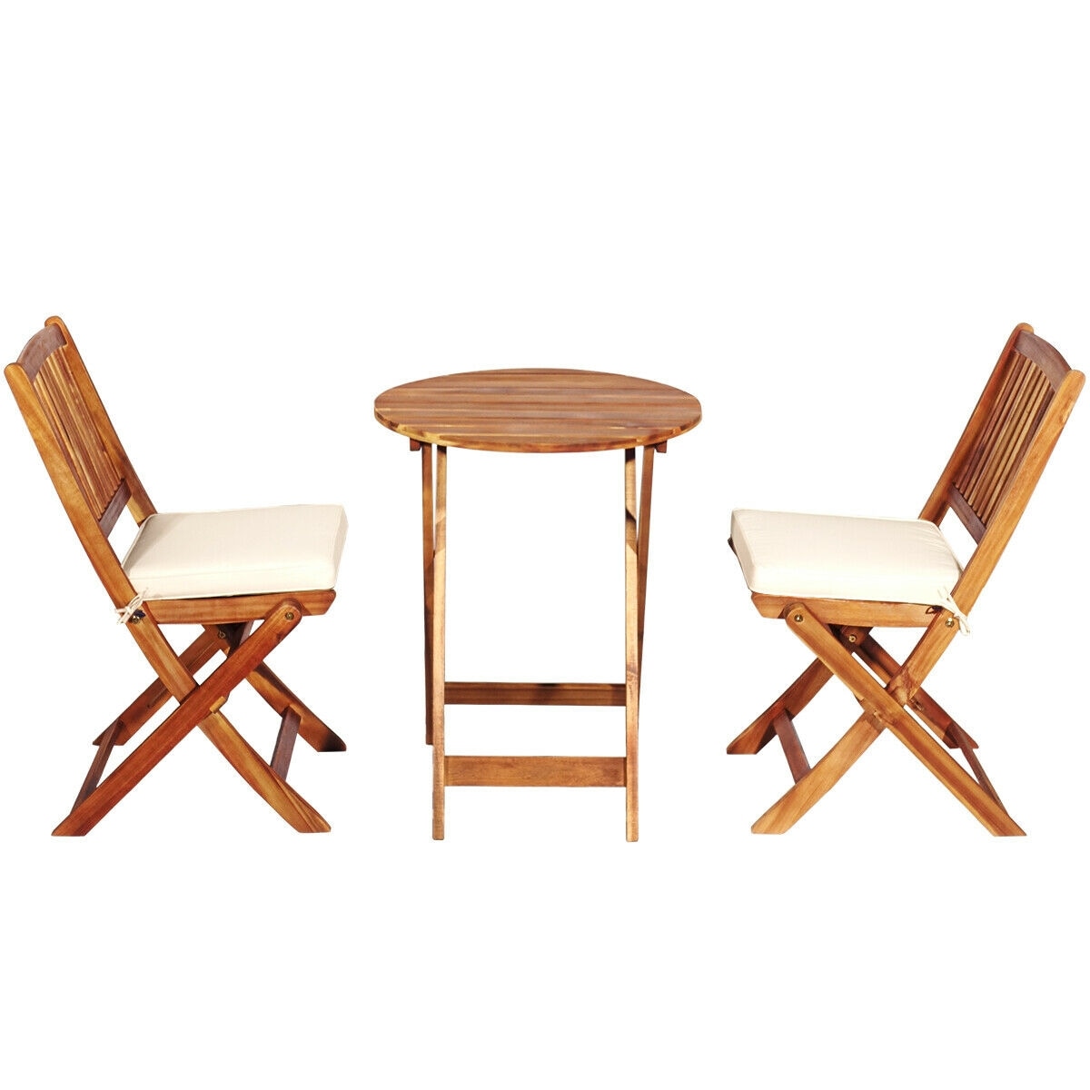 white wood bistro set