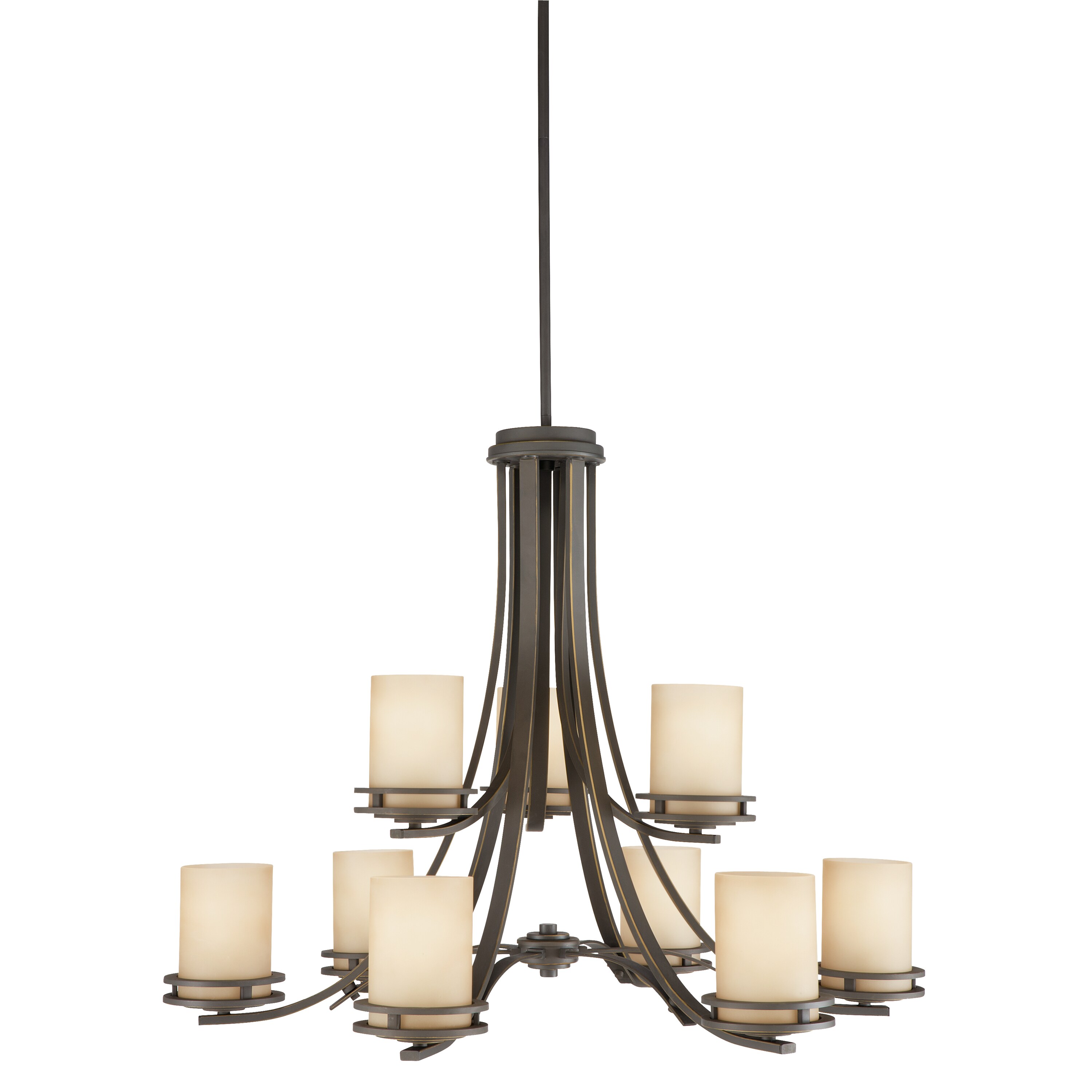 Kichler 10 Light Olde Bronze With Opal Etched Glass Chandelier 