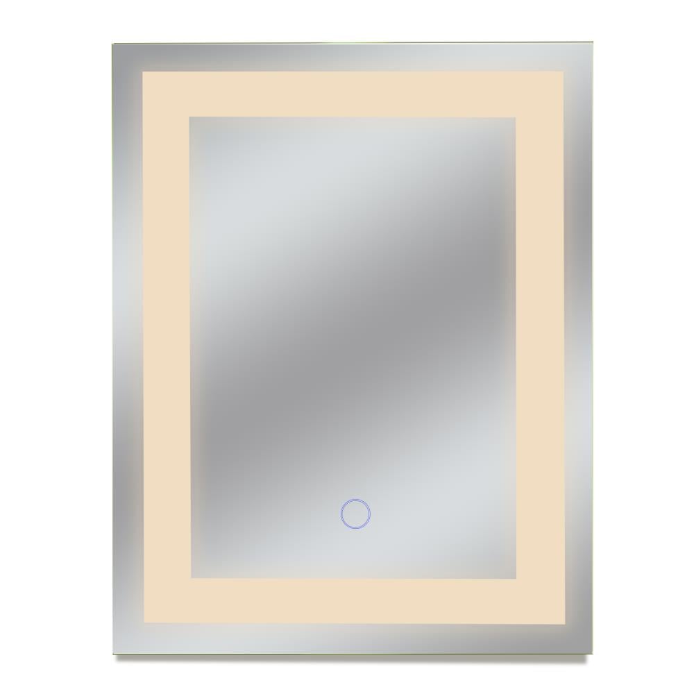 Dyconn Faucet Edison 12-in W x 16-in H LED Lighted Silver Rectangular Frameless Bathroom Vanity Mirror