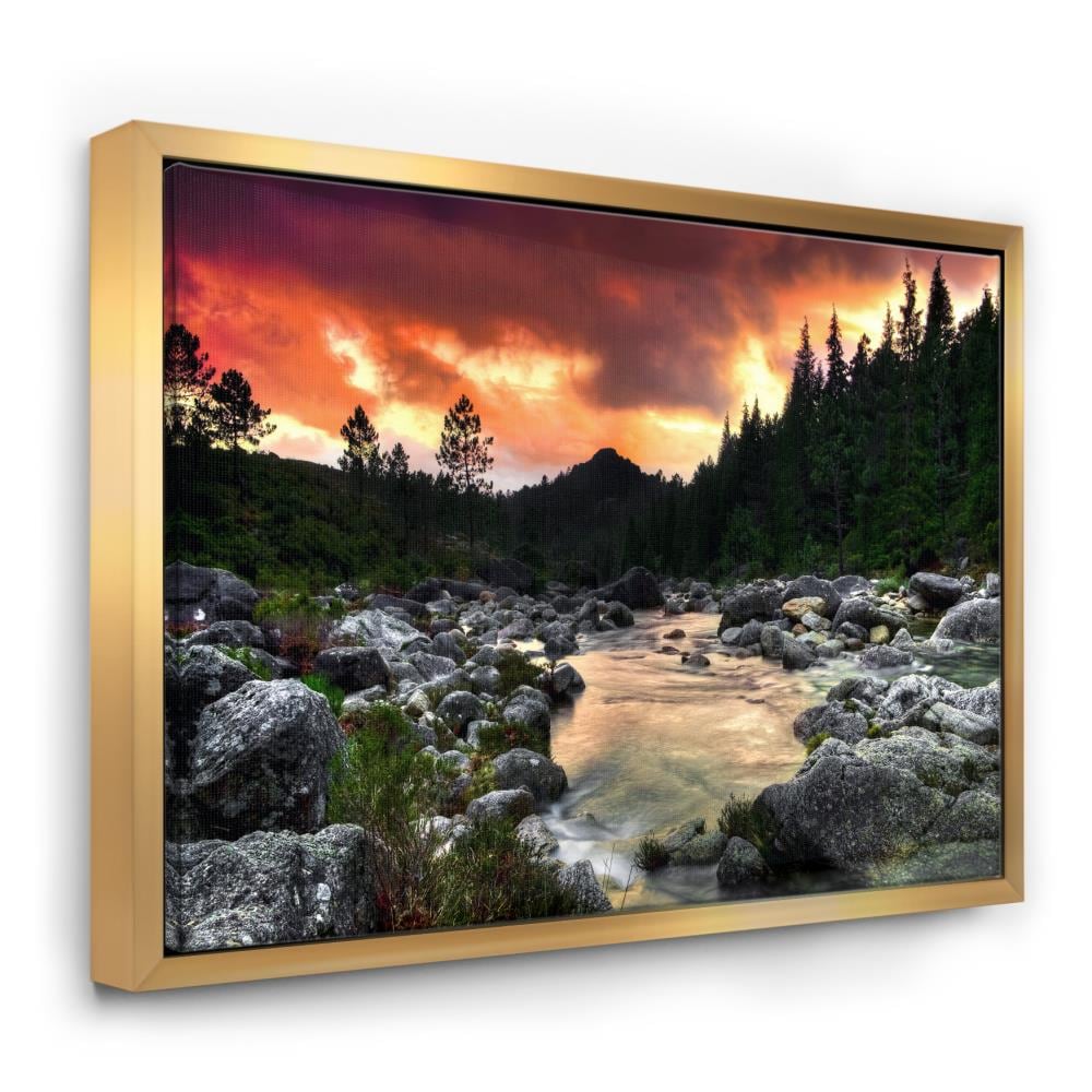 60 in in Designart TAP10914-60-50  Rocky Mountain River at Sunset Landscape Blanket Décor Art for Home and Office Wall Tapestry Large x 50 in