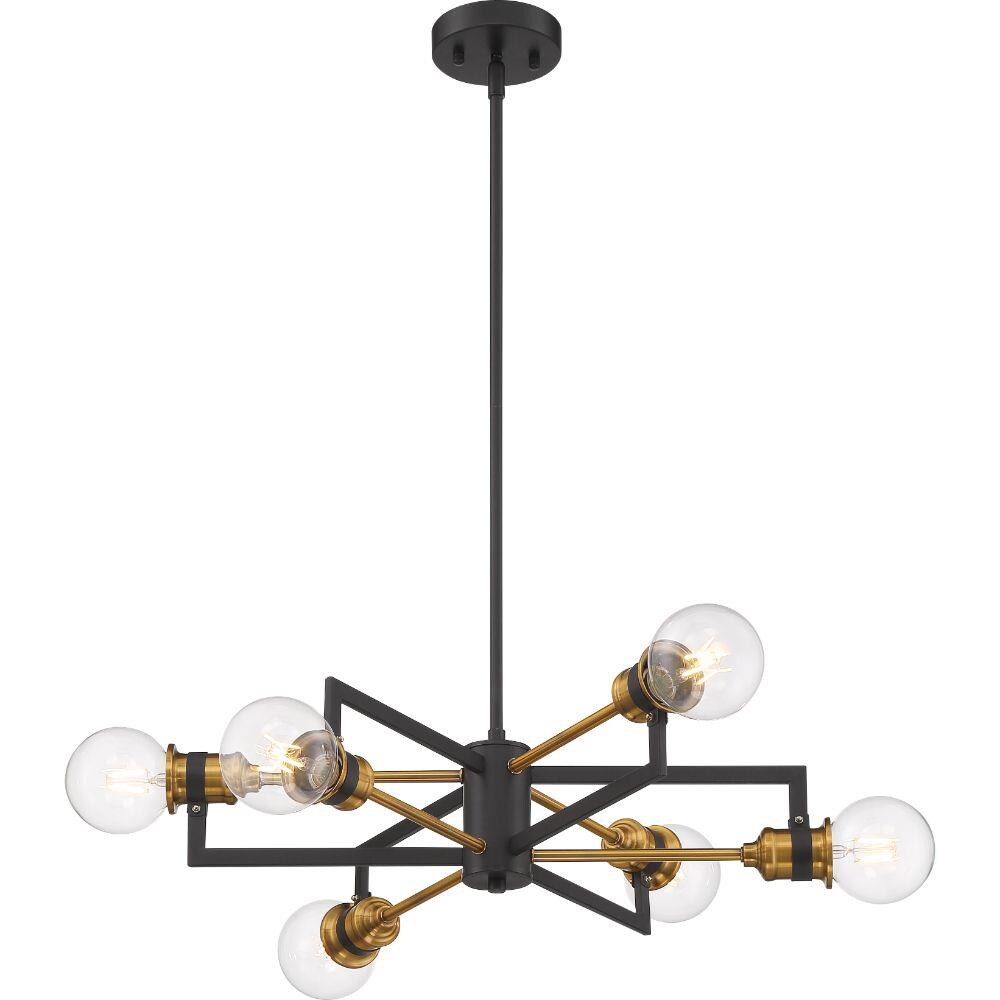 1-Light Warm Brass and Black Traditional Chandelier