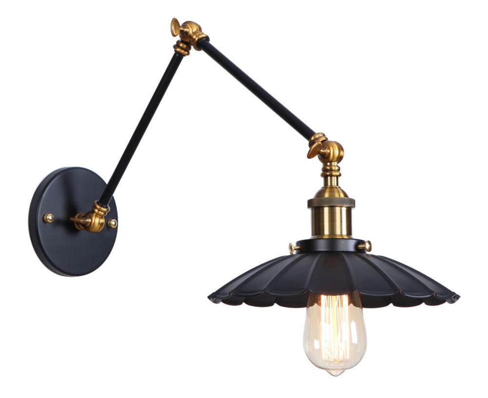 Details about   Black 1-Light Swing Arm Wall Lamp Industrial Metal Adjustable Wall Sconce light 
