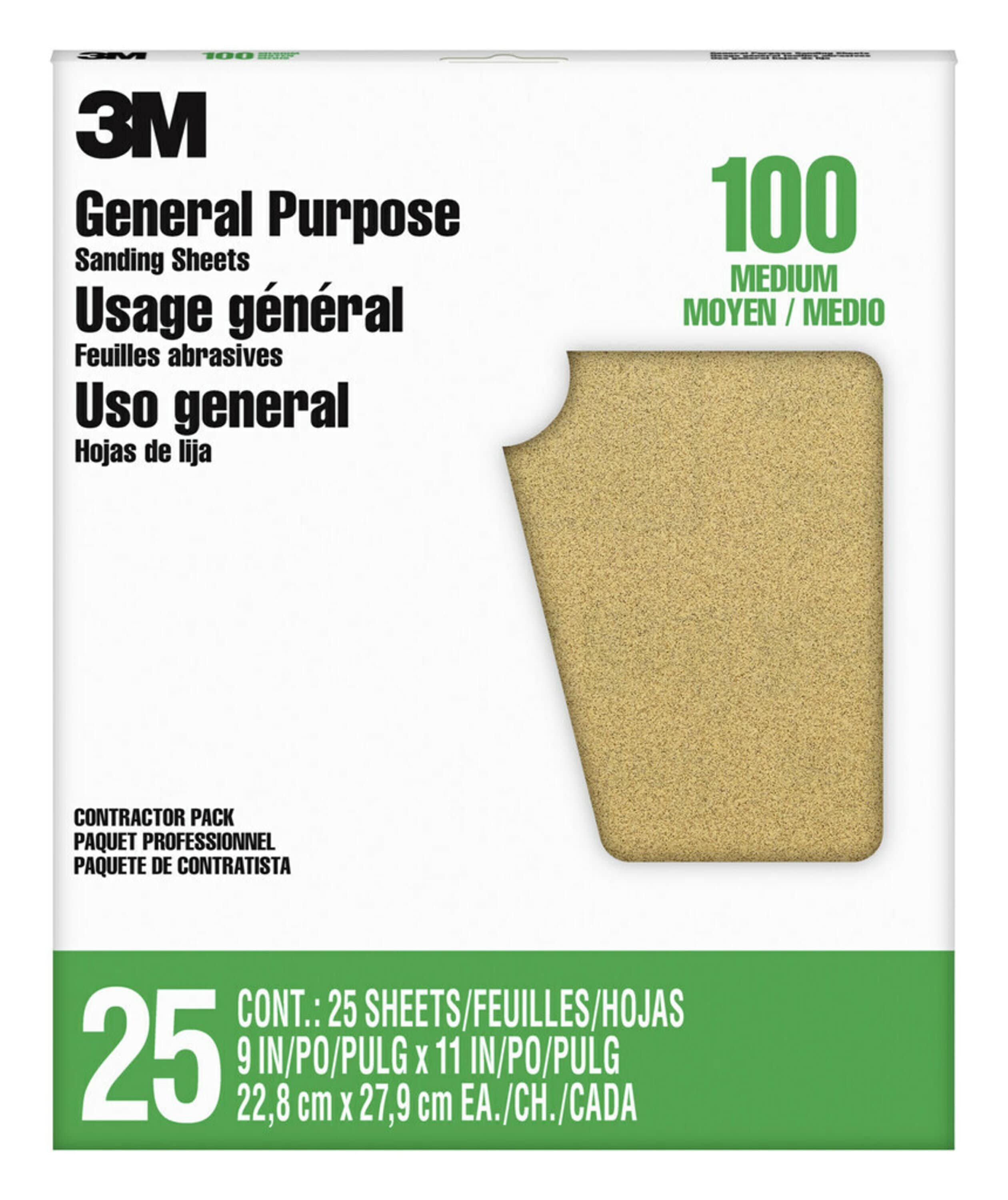 3M Pro-Oak Aluminum Oxide Sandpaper for Paint and Rust Removal 100-Grit 25 sheets per pack 9 in x 11 in 99404NA 