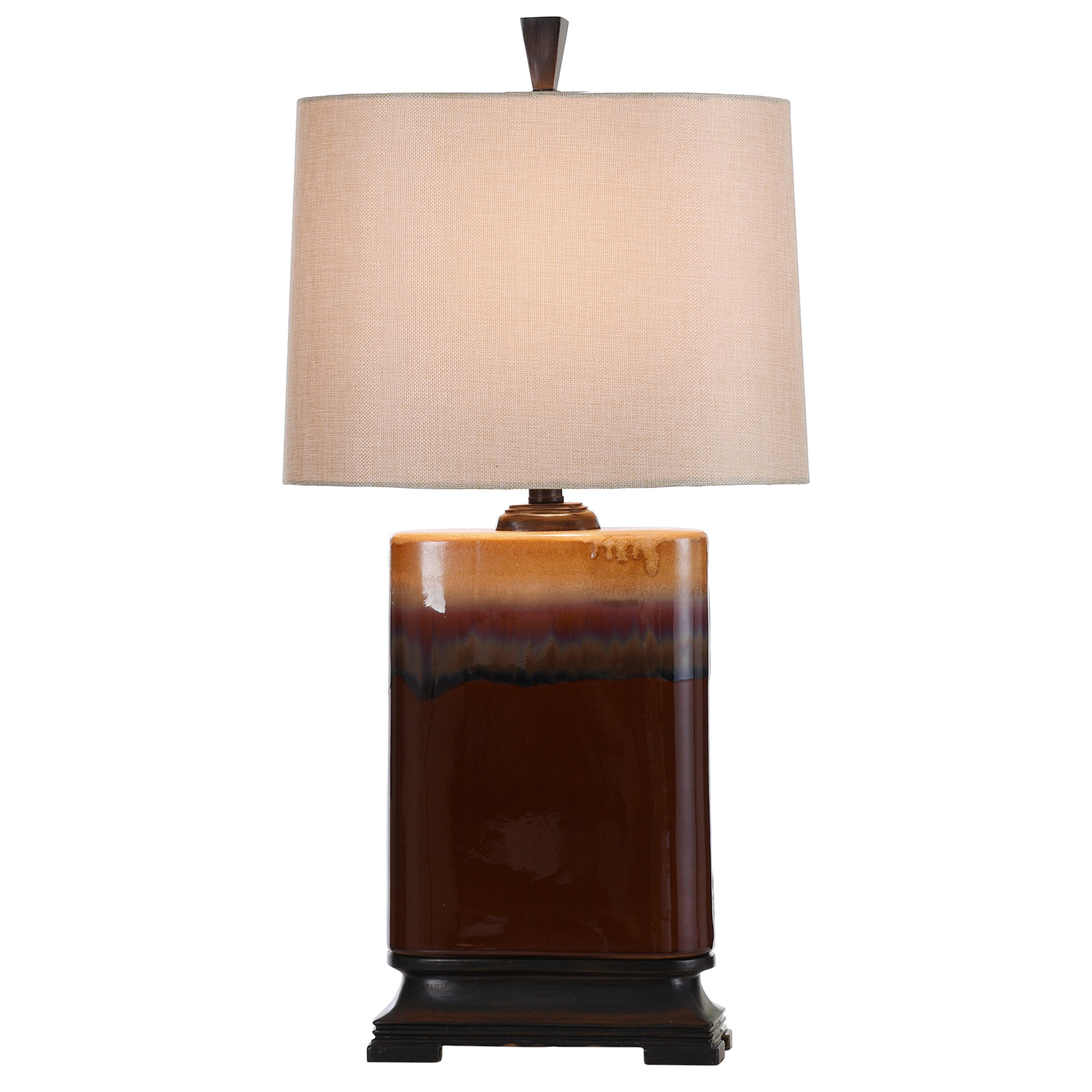 Table Lamp 26 in Resin Base in Cremello and Black with Rectangular Linen Shade 