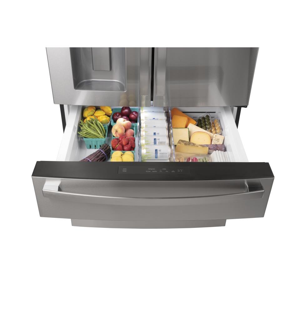 Ge Profile Smart 27 9 Cu Ft 4 Door French Door Refrigerator With Ice Maker And Door Within Door Fingerprint Resistant Stainless Steel Energy Star In The French Door Refrigerators Department At Lowes Com