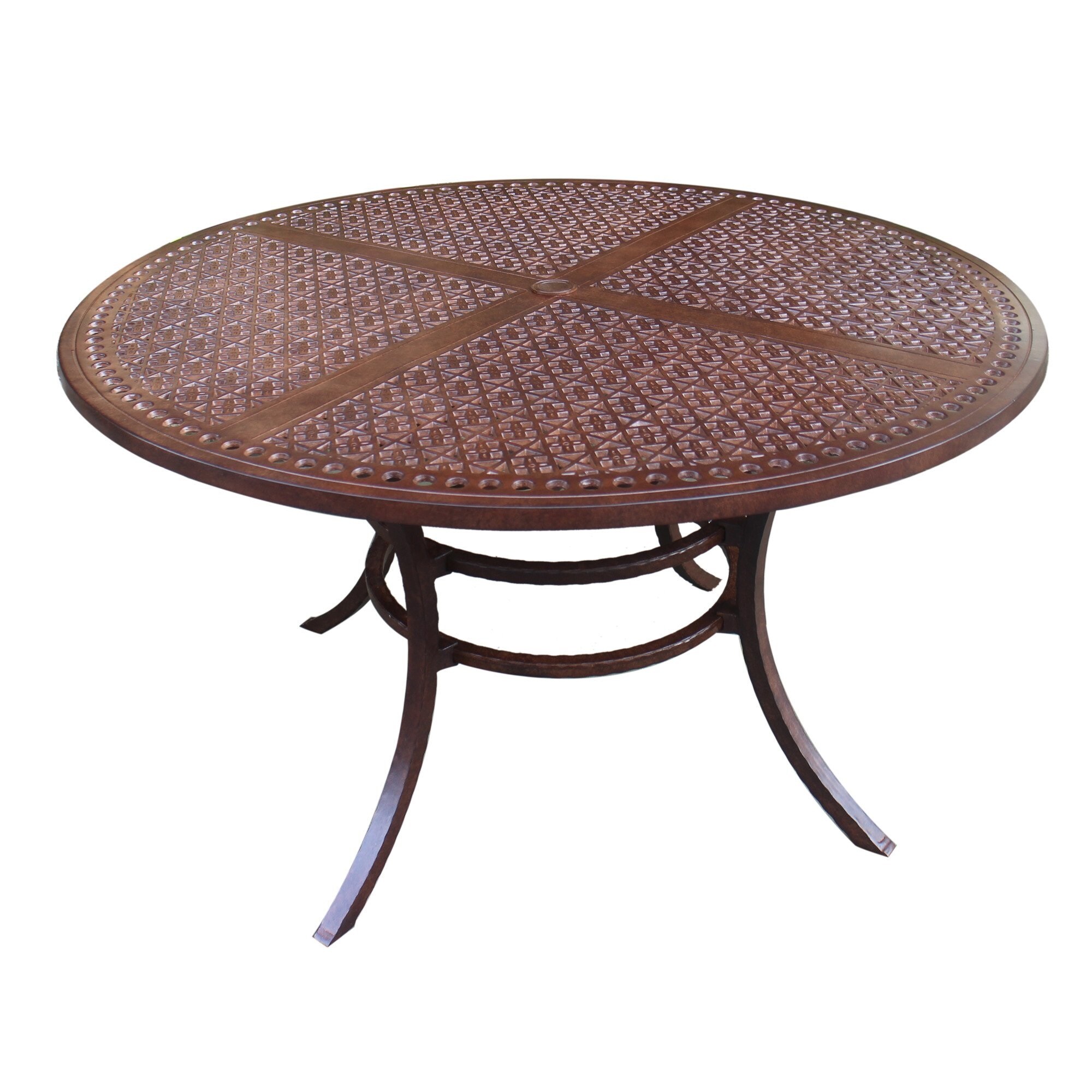 brown wicker round patio table