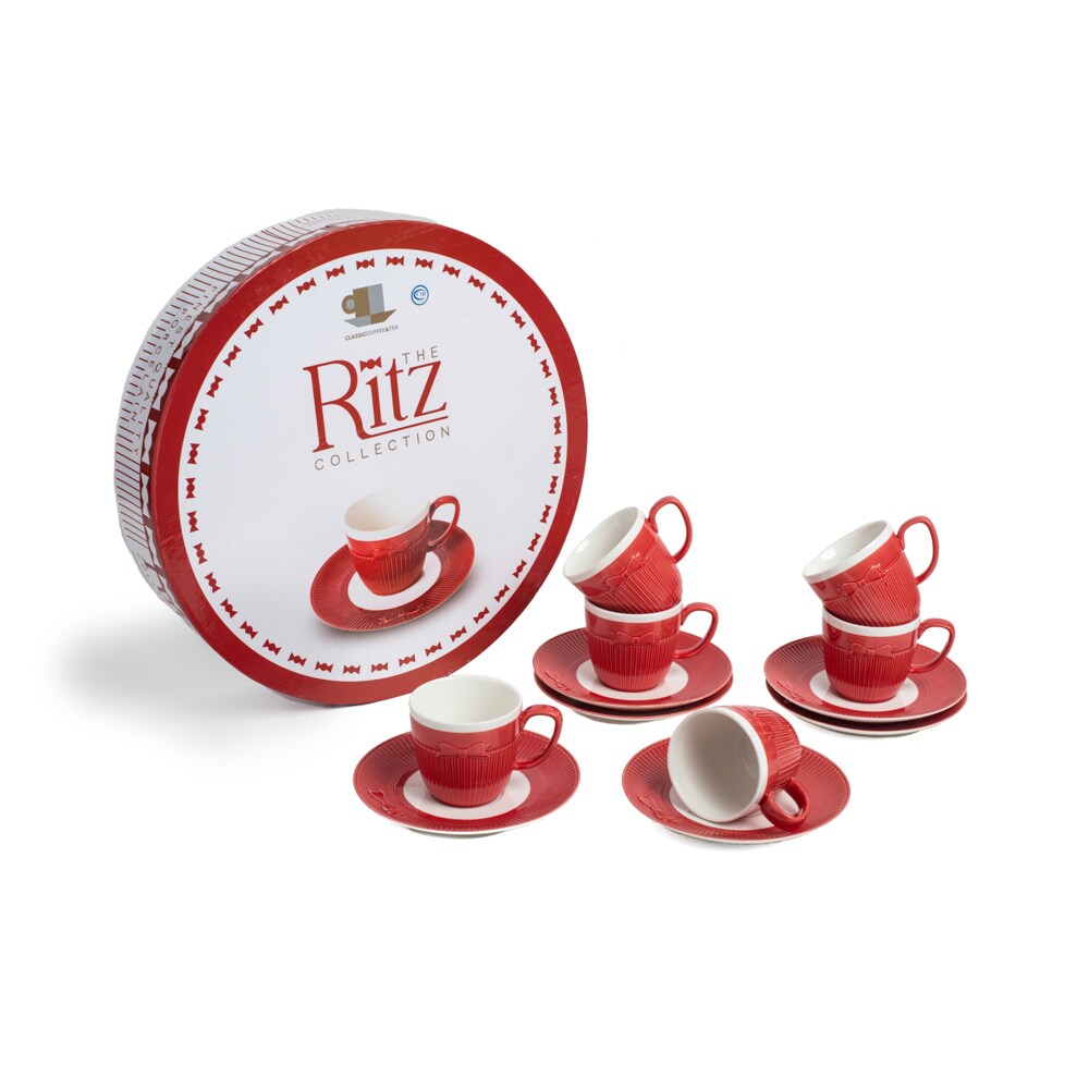 Yedi Houseware 2.5fl oz Ceramic Multi Cup and Saucer Set of 6 in the