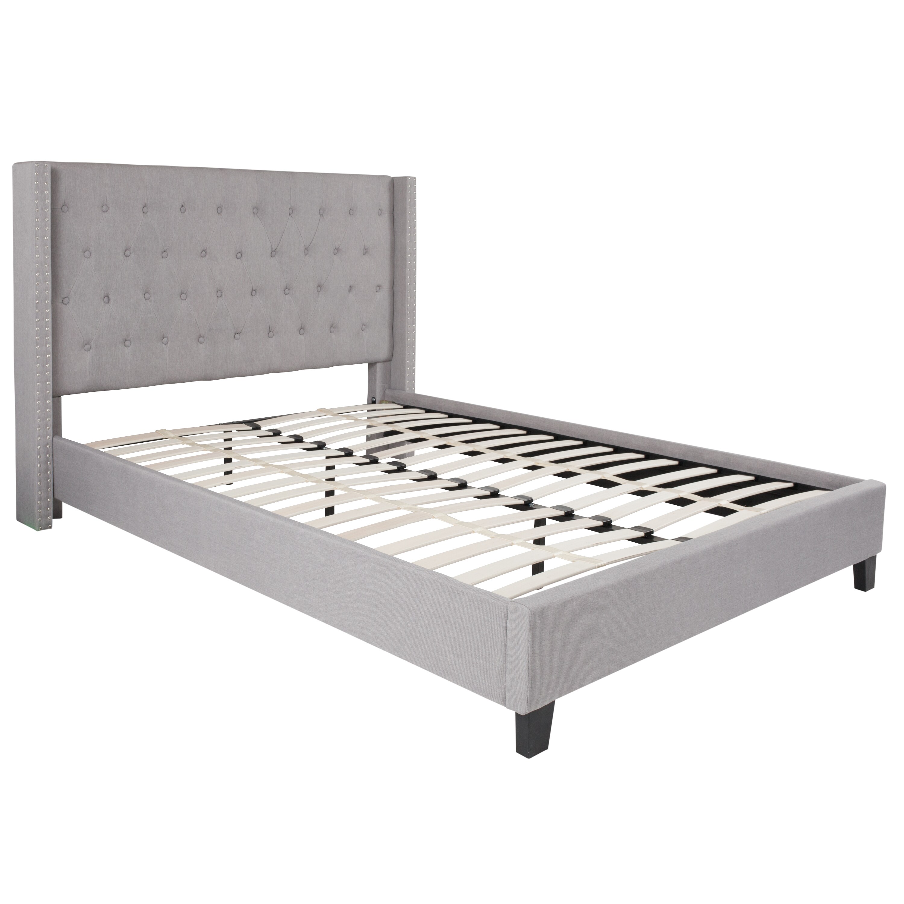 light gray bed frame queen