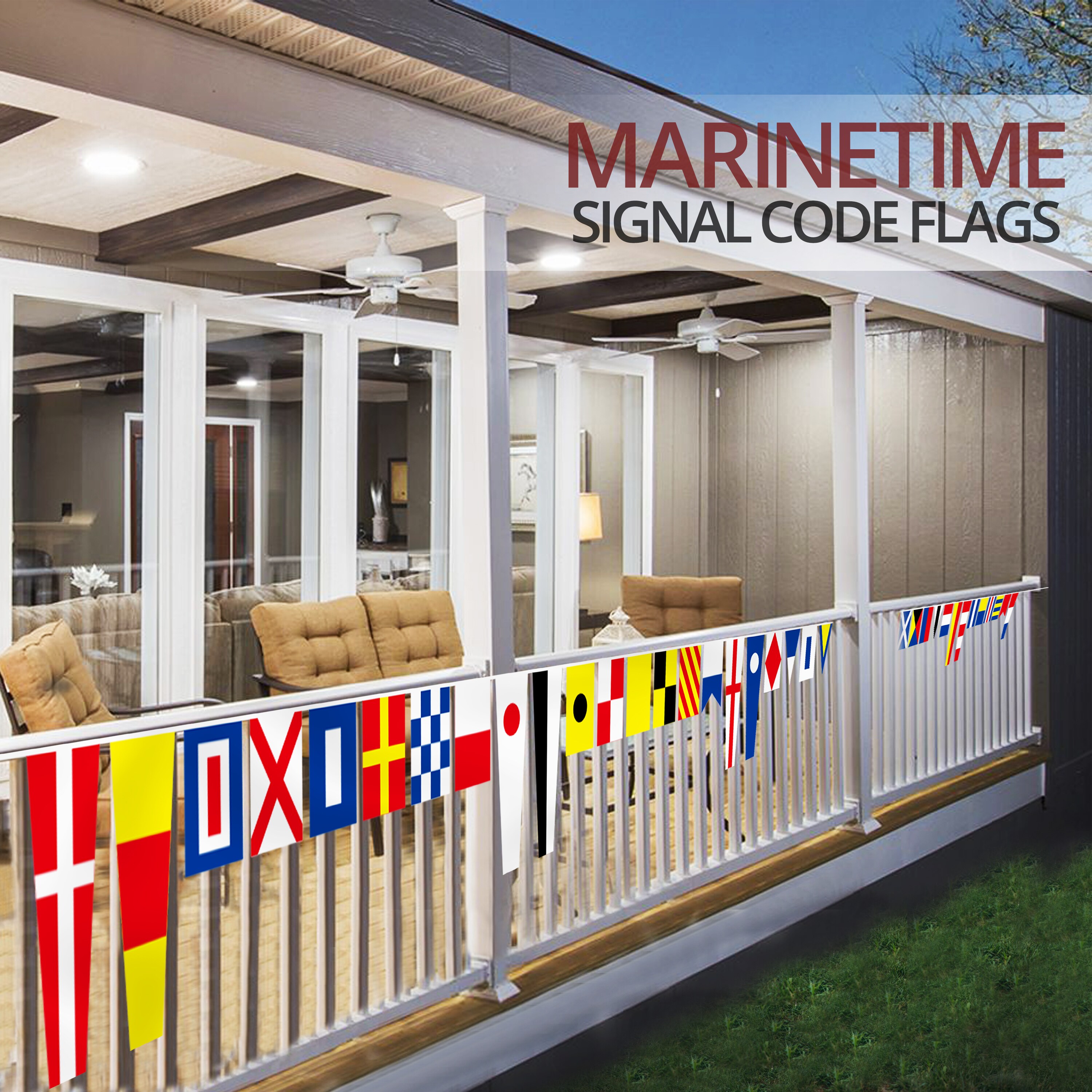 String of 14 flags Bunting 12 Feet Long International Maritime Signal FLAG 