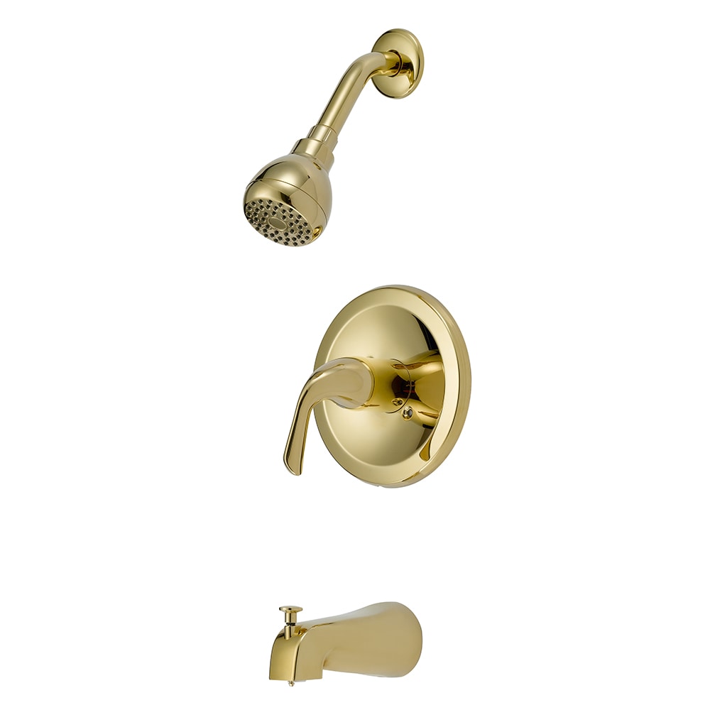 NEW BRIGHT BRASS REPLACEMENT KIT INCLUDES SHOWER HEAD DOWN SPOUT FLANGE & HANDLE 