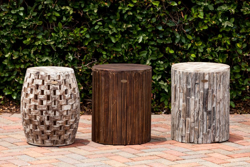 Open Box Fire Sense Elyse Round Reclaimed Wood Garden and Patio Stool or Table 