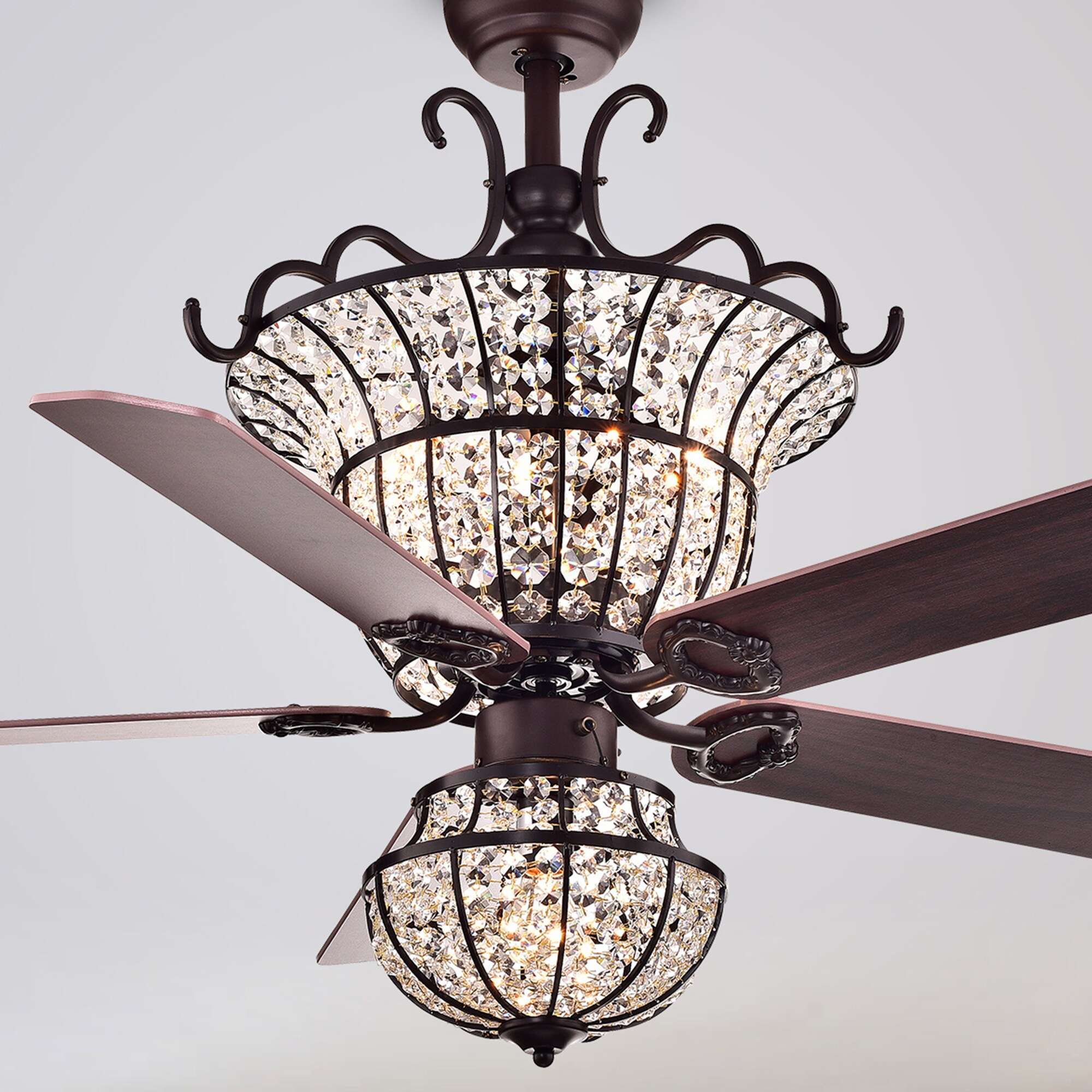 52" CFL-8154BR Charla Crystal Ceiling Fan Light Home Bar Chandelier Lamp Fan 