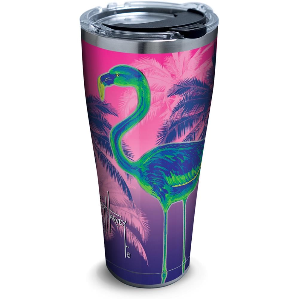 Silver Neon Flamingo Stainless Steel Insulated Tumbler with Lid 30 oz Tervis 1318079 Guy Harvey 