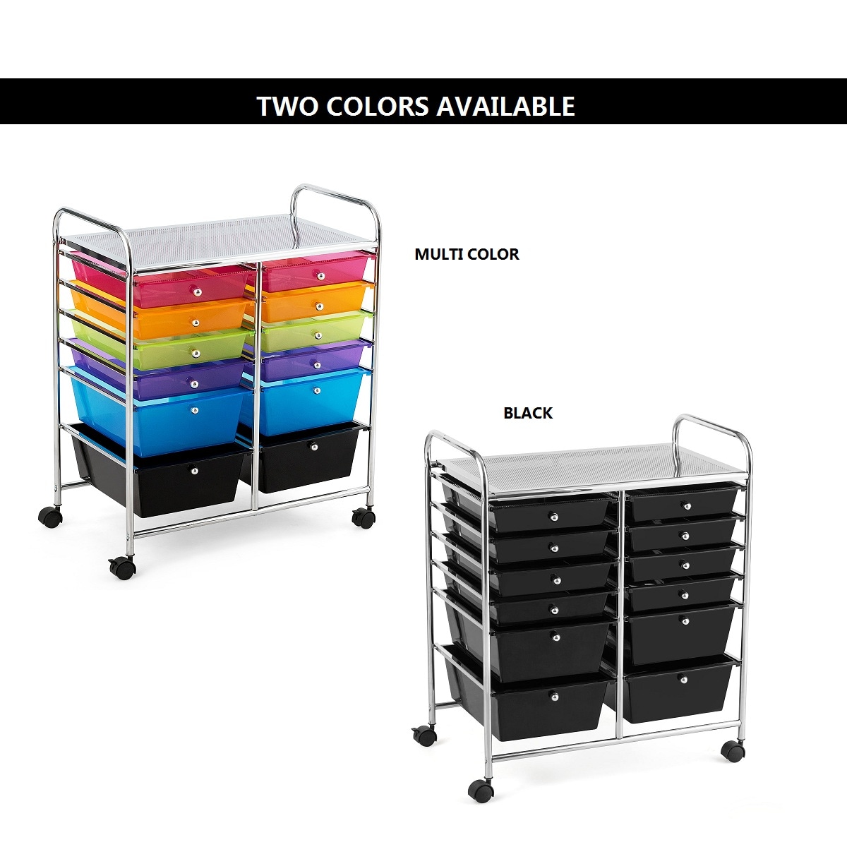 Multicolor 20 Drawers Studio Storage Bins Box Rolling Cart Home Office Organizer 