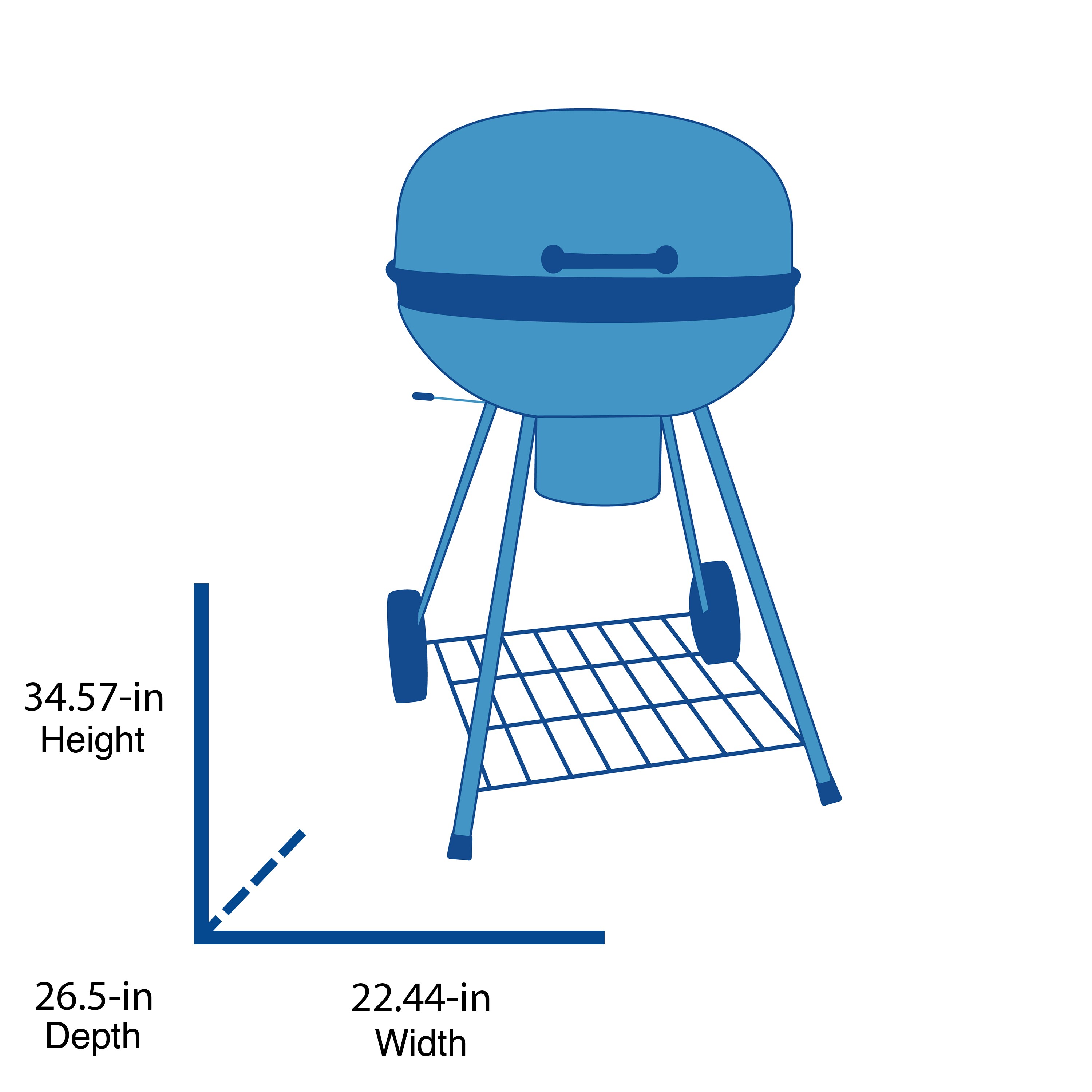 Mr. Bar-B-Q Stand Up Charcoal Grill 22.17-in Black/Porcelain Kettle ...