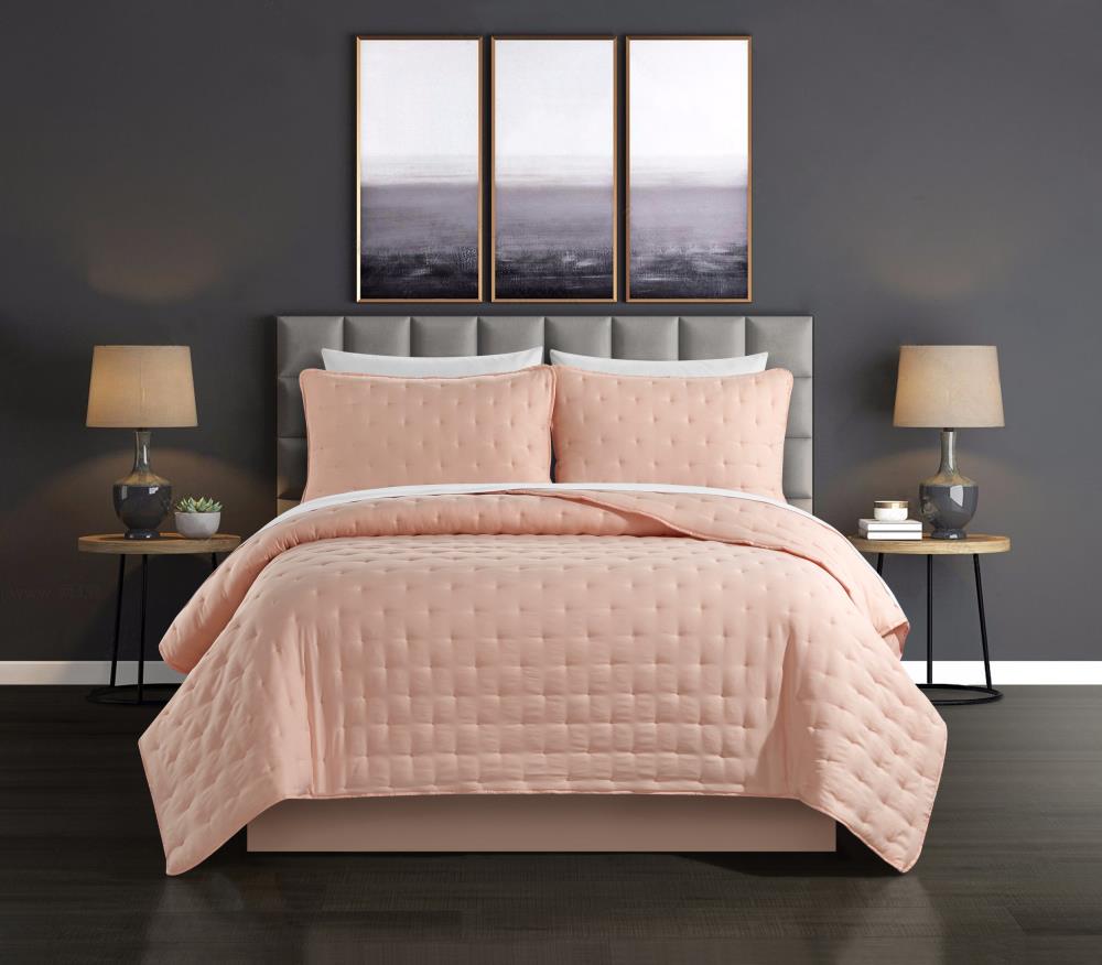 blush colored quilt