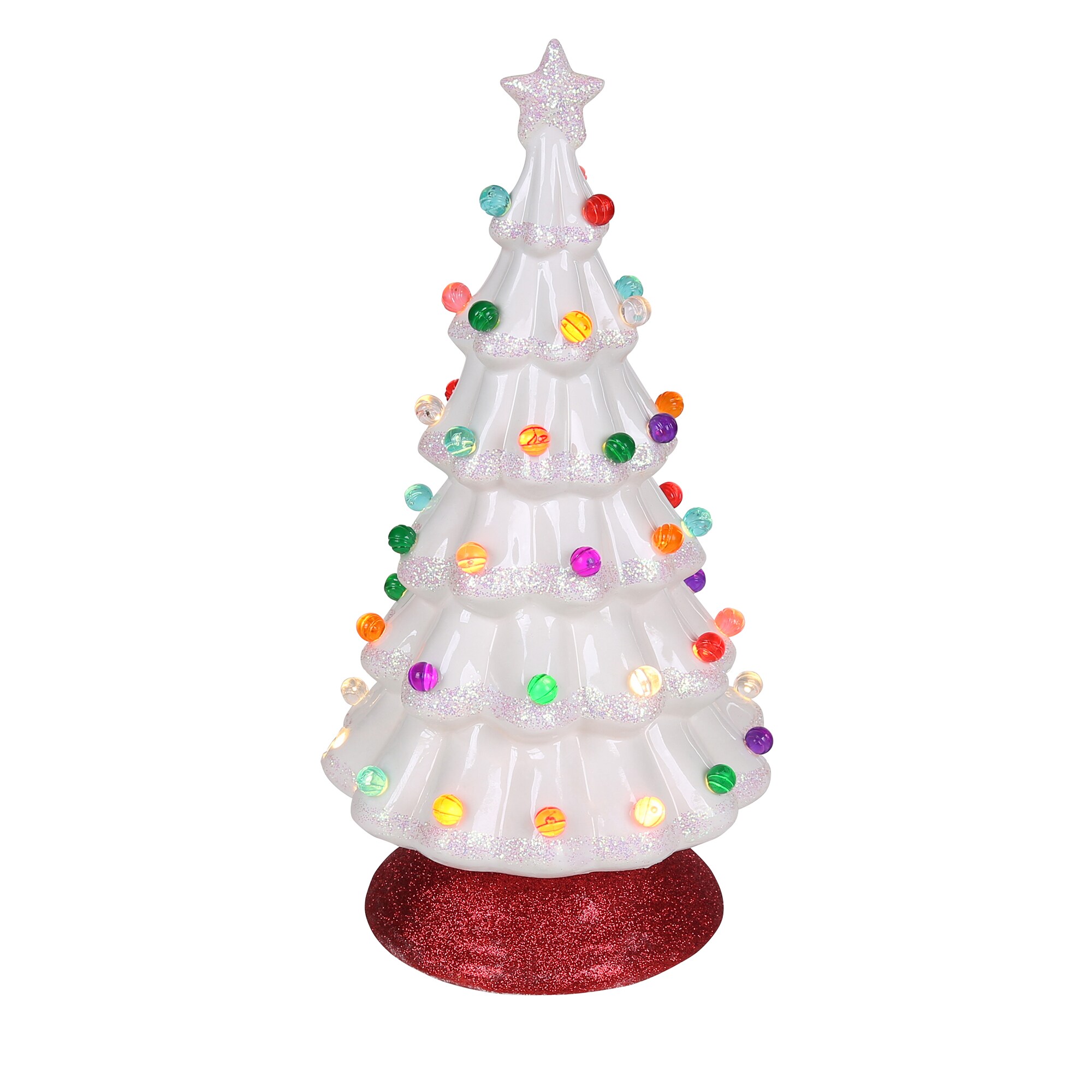 Ceramic Christmas Tree Multi colored bird replacement lights 17