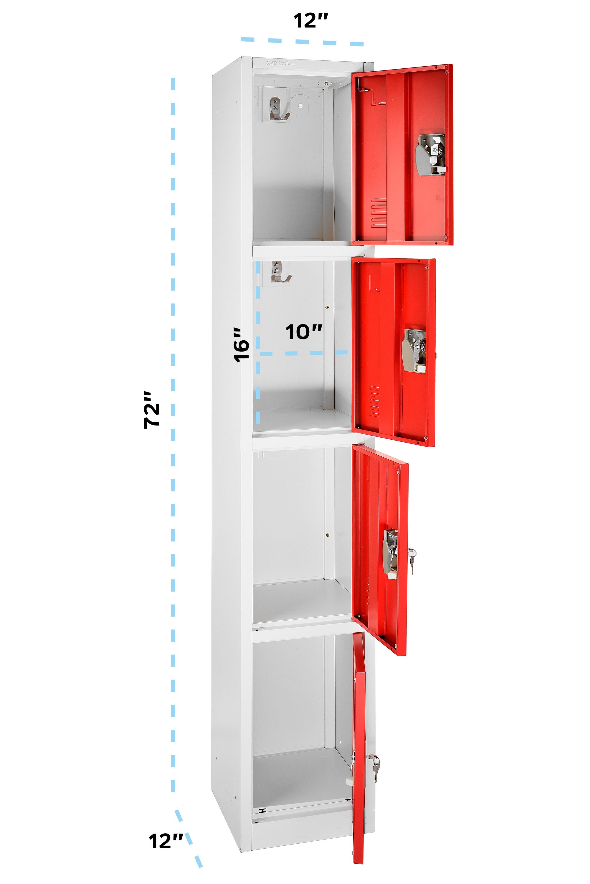 AdirOffice Steel 2 Door Compartment Key Lock Office Gym Storage School Locker 