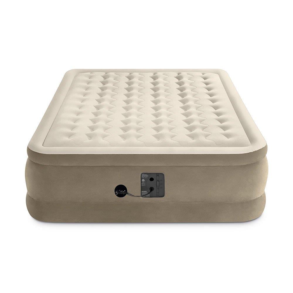 Intex Ultra Plush Fiber Tech Air Mattress Bed with Built In Pump 2 Pack Queen 