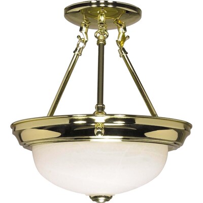 Divina 13.72-in Polished Brass Incandescent Semi-flush Mount Light Divina 13.72-in Polished Brass Incandescent Semi-flush Mount Light