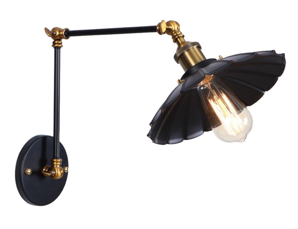 Aiwen 9.44-in W 1-Light Black and Gold Industrial Wall Sconce