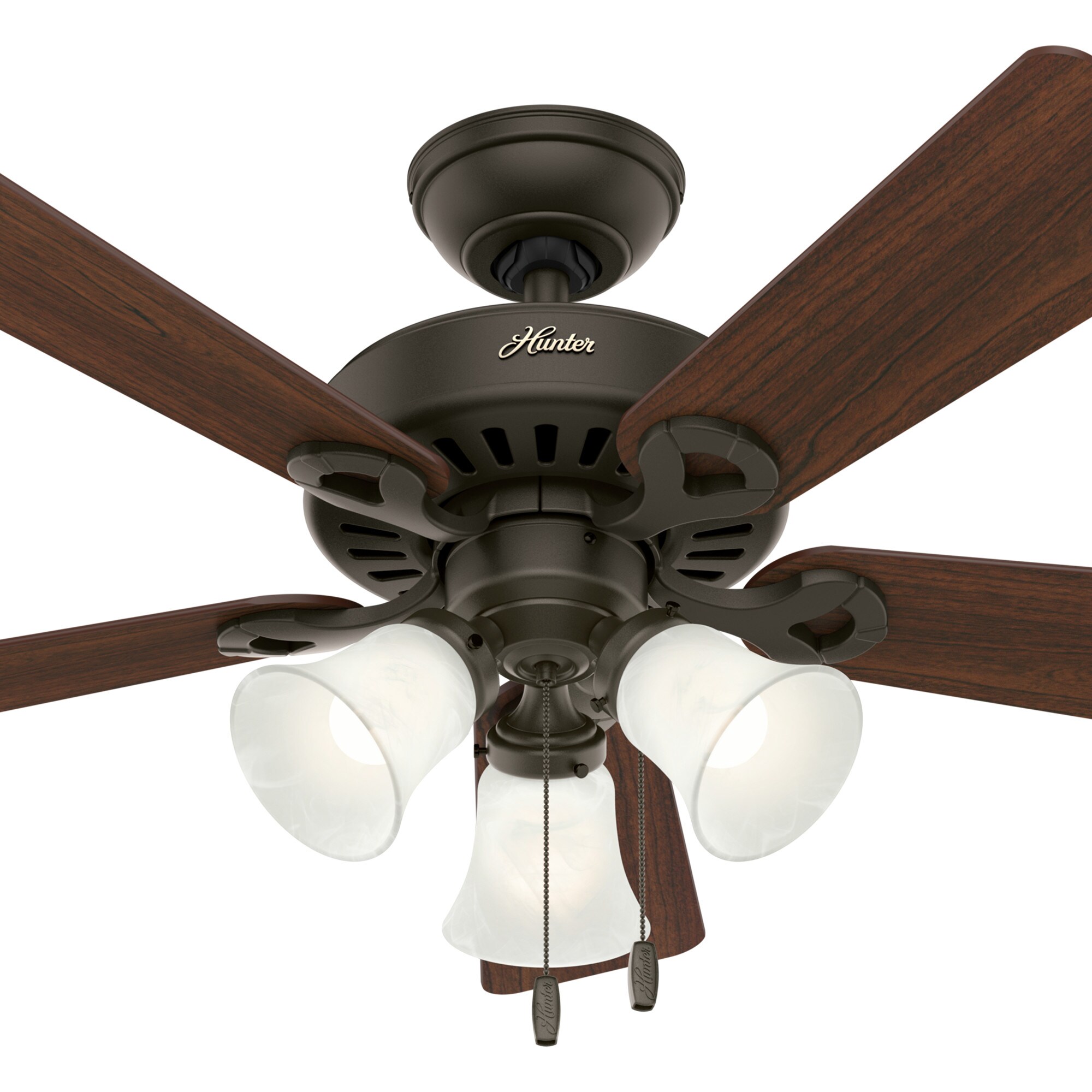 Hunter 44" New Bronze Ceiling Fan with Florence Glass Light Kit 