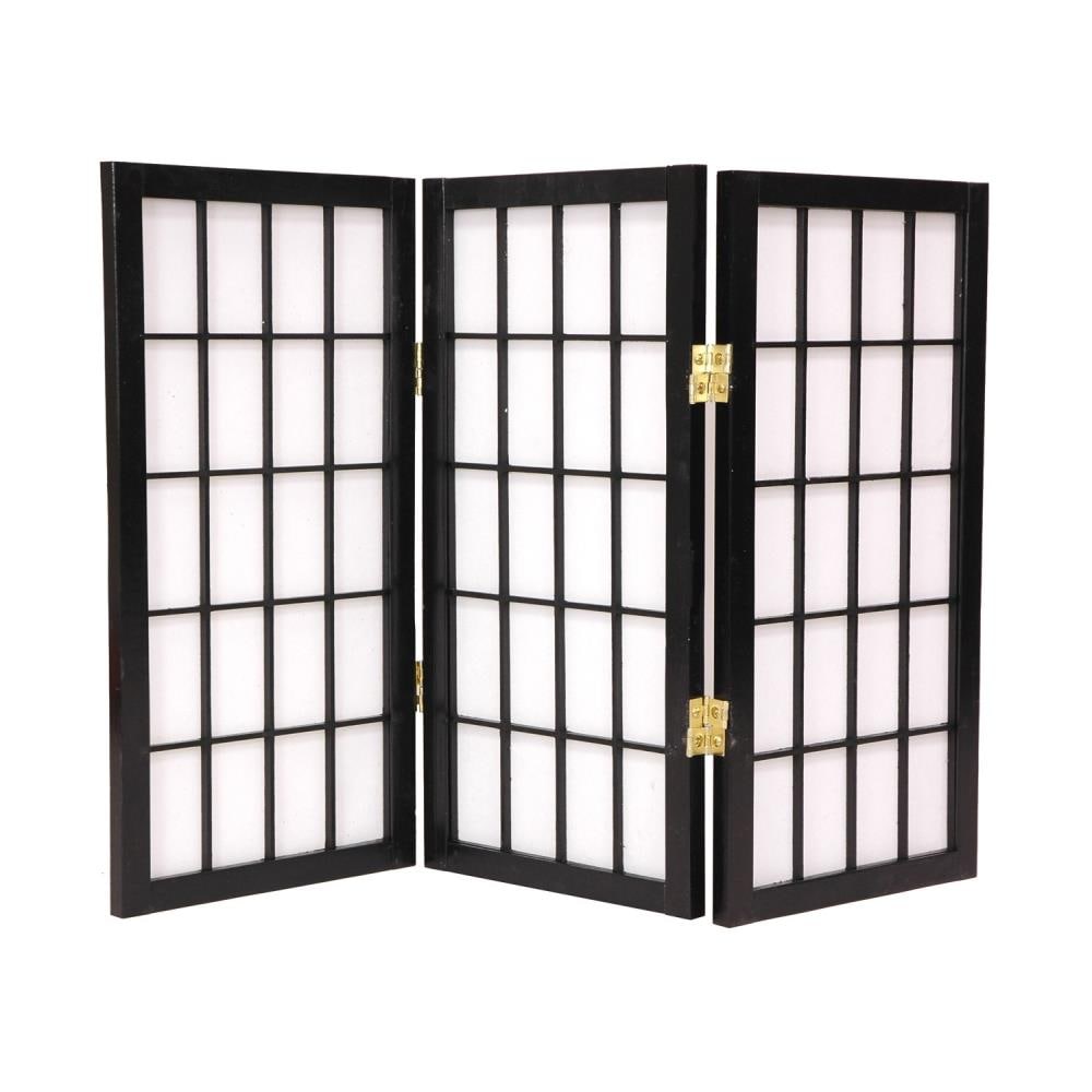 Black Multi-color 3-Panel Oriental Shoji Screen/Room Divider