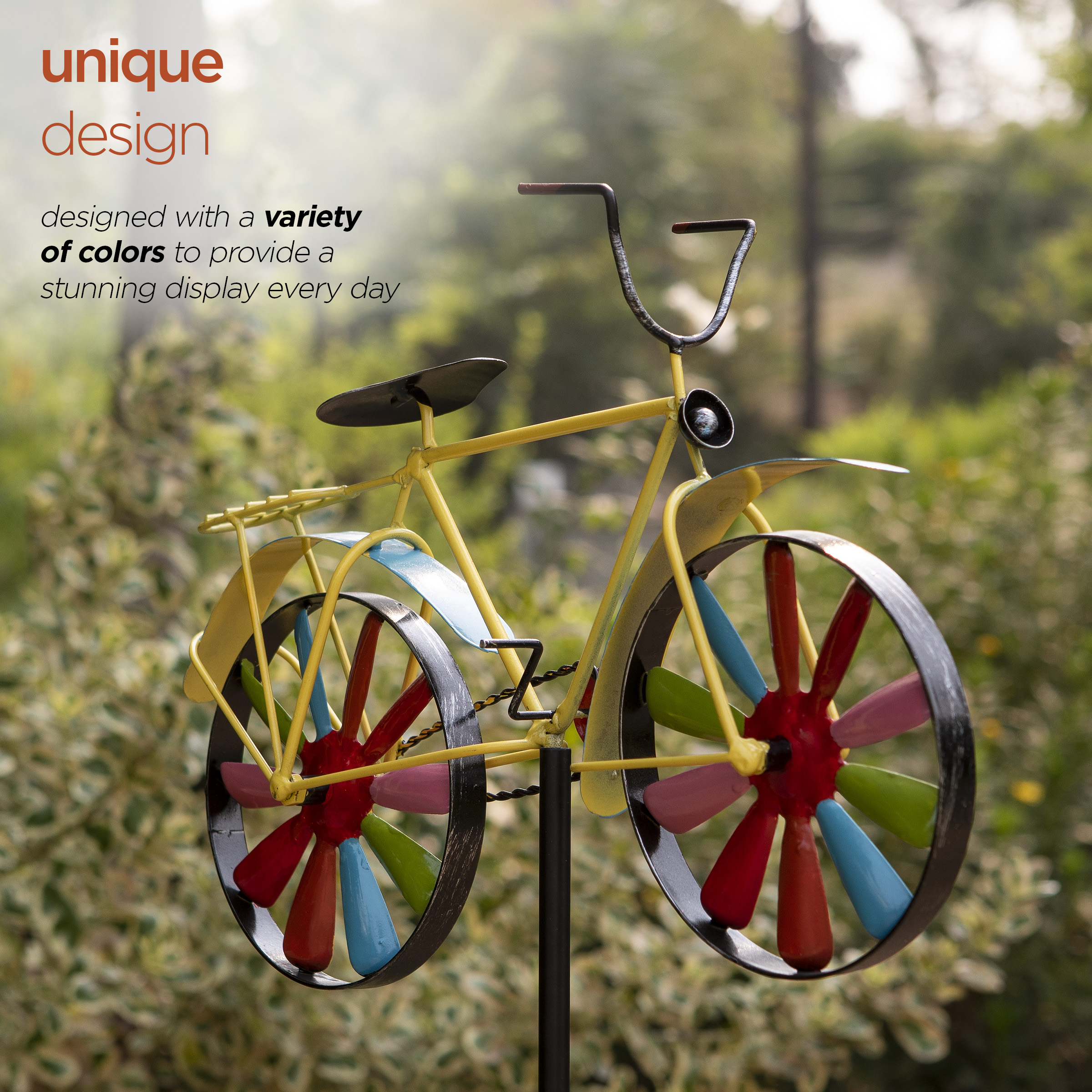 Evergreen Pinwheel Bicycle Garden Bells