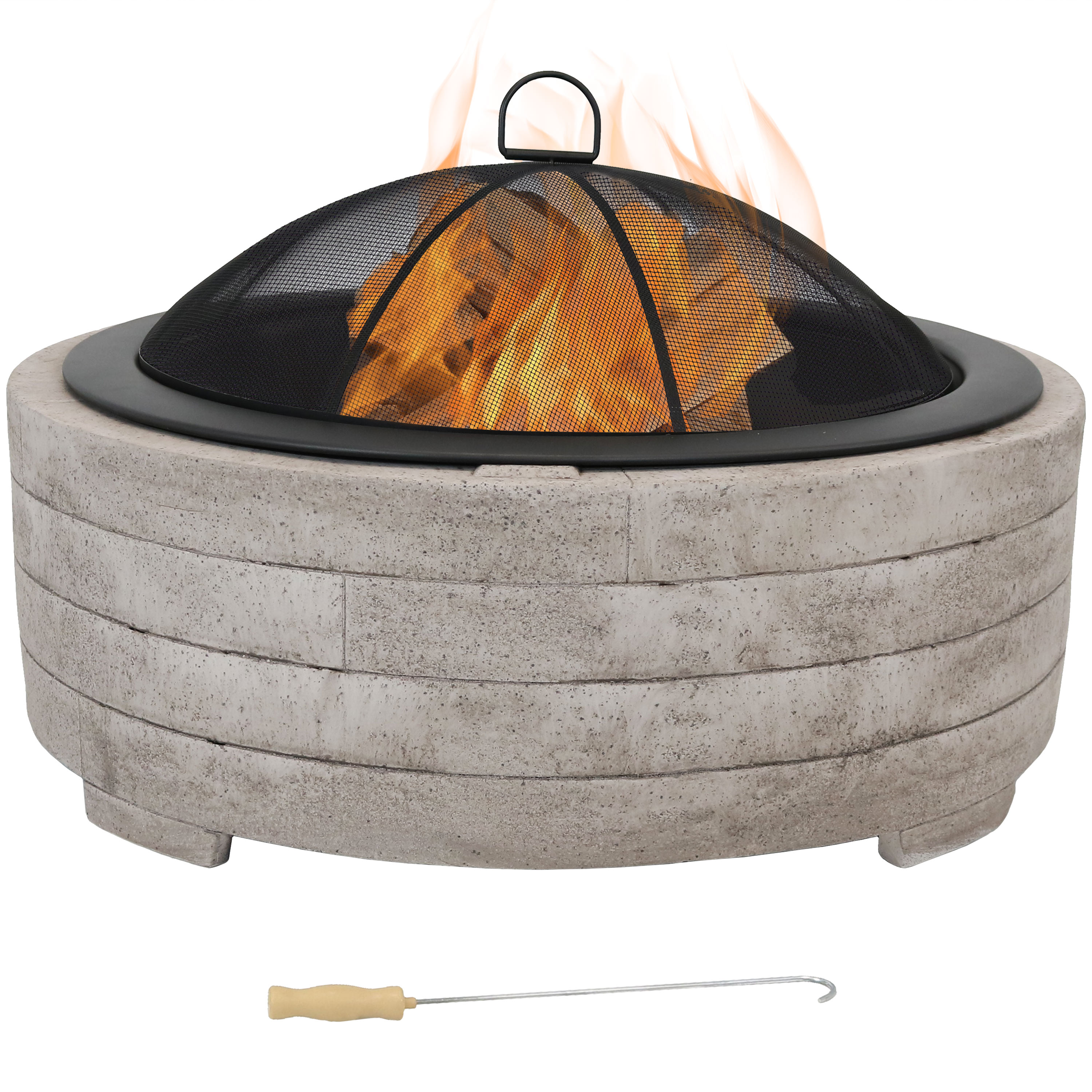 Sunnydaze Decor 35.75-in W Gray Cement Wood-Burning Fire Pit