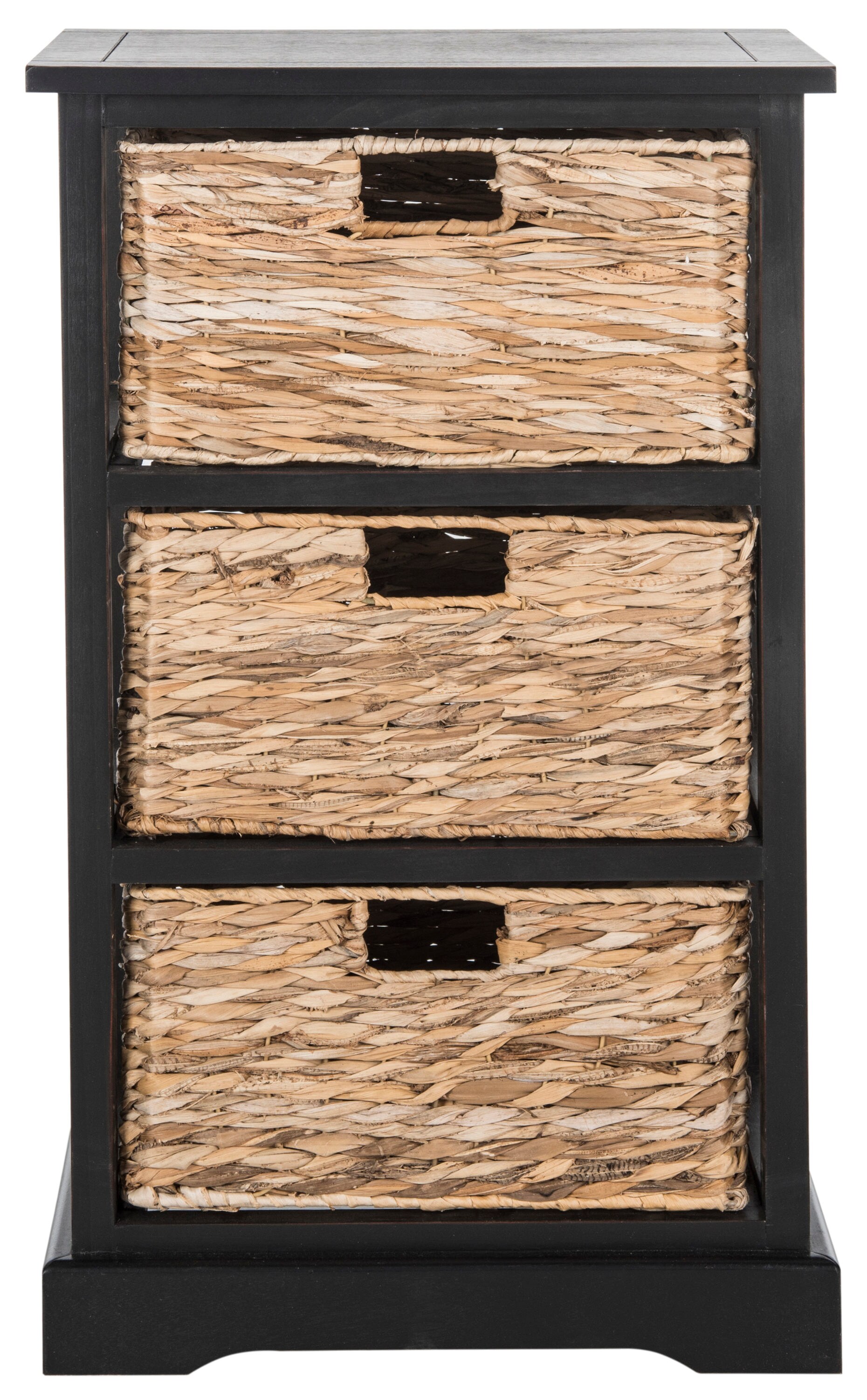 michaela distressed black storage side table