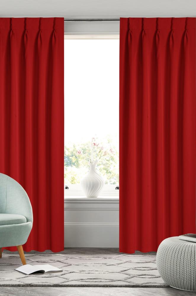 Blackout Curtains Magnetic Style in Red colour eyelet or pencil pleat 
