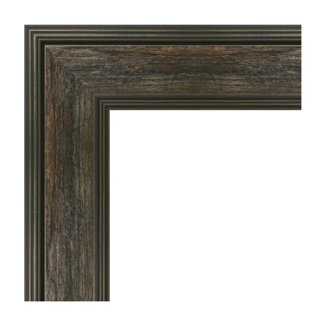 Amanti Art Rail Rustic Char Frame Collection 42.25-in W x 30.25-in H Distressed Black,Brown,Silver Rectangular Bathroom Vanity Mirror
