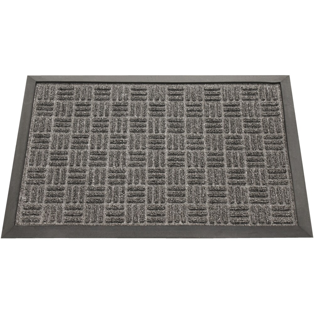 Utility Accent Mat Rug 2ft x 3ft Charcoal Polyester with Rubber Non-Skid Backing 
