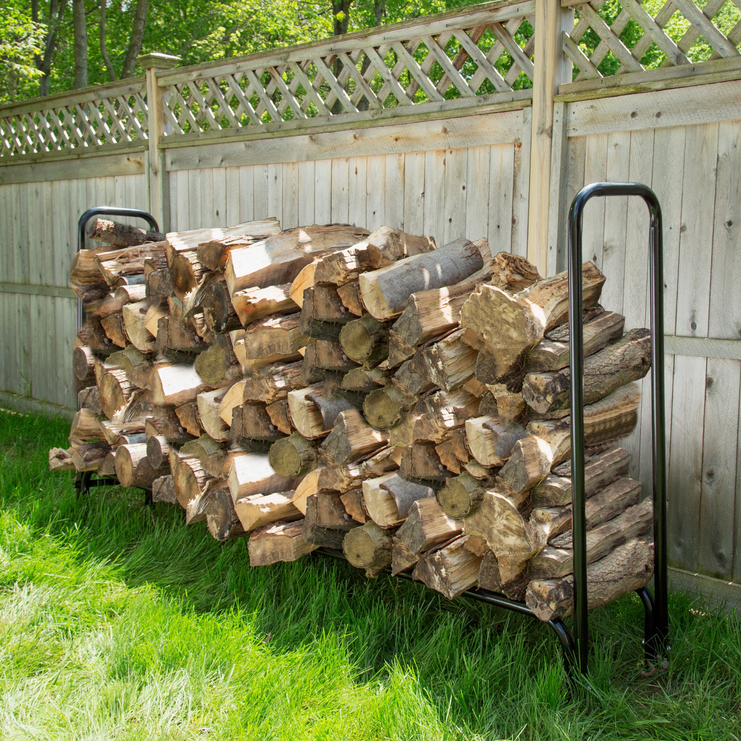 96"  STEEL LOG HOLDER Firewood Rack Outdoor Fireplace Firepit Brand New! 