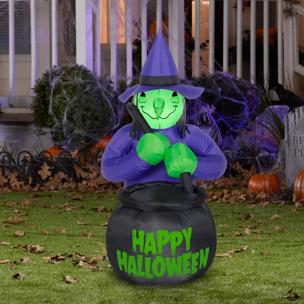 Gemmy 4ft x 3ft Lighted Witch Halloween Inflatable in the Outdoor