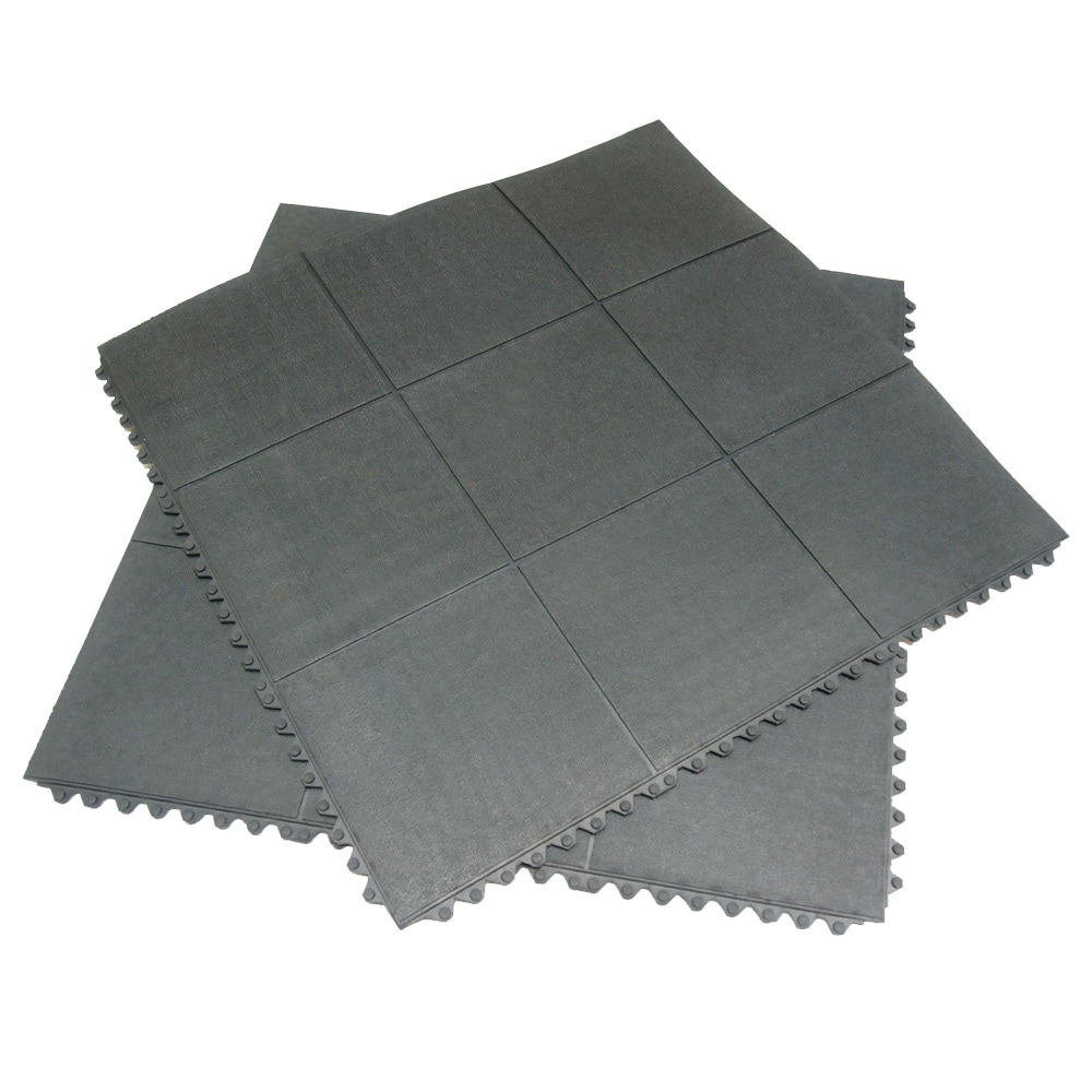 Rubber-Cal Revolution 3-ft x 3-ft Black Square or Outdoor Interlocking Hello Anti-fatigue Mat in the Mats department at Lowes.com