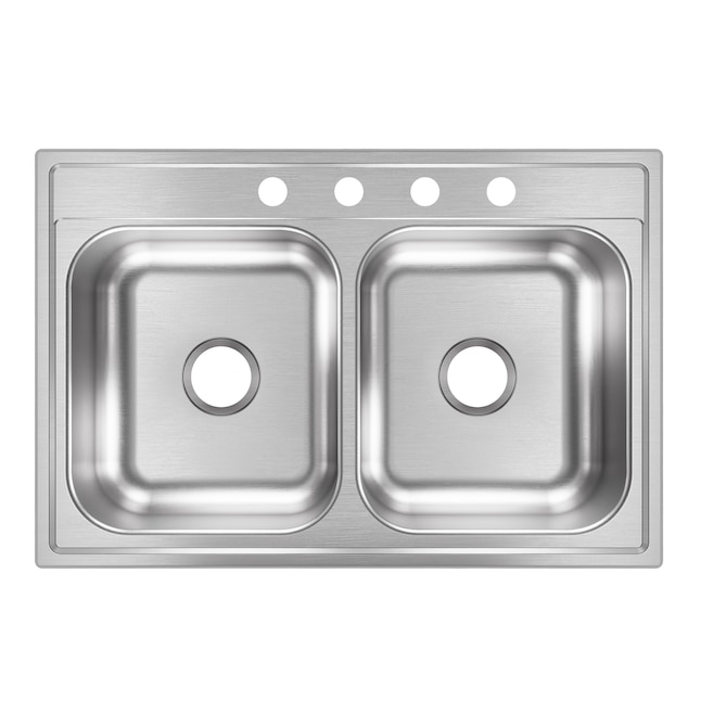 Double Bowl Top Mount Sink Details about   Elkay Stainless Steel Sink Model # LRAD3322604