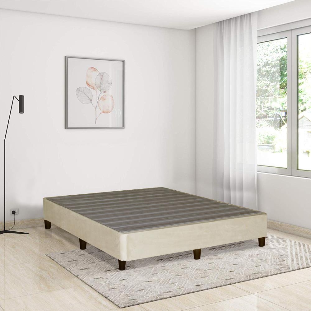 Comp Wood Frame NEW White Twin Size Platform Bed No Box Spring Required 