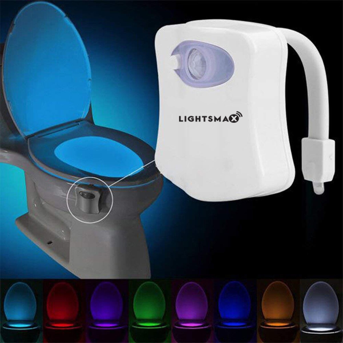 Bowl Bathroom LED Toilet 8 Color Lamp Sensor Night Lights Motion Activated Light 