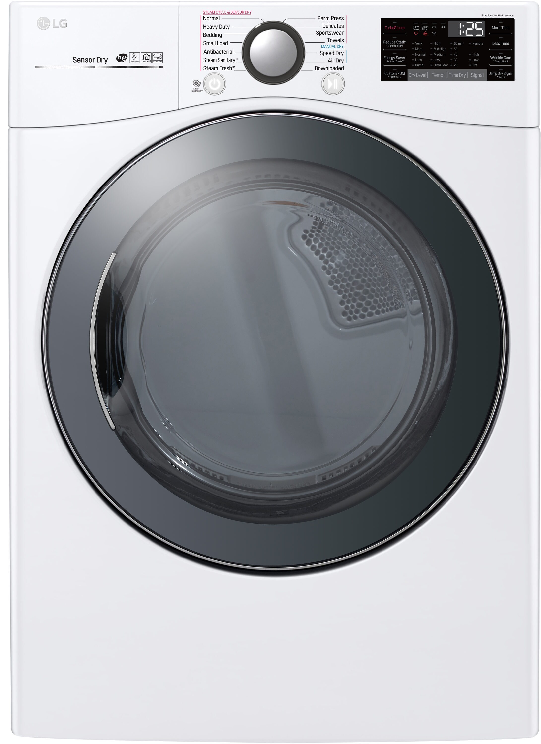 LG TurboSteam Smart Wi-Fi Enabled 7.4-cu ft Stackable Steam Electric Dryer (White) ENERGY STAR at Lowes.com