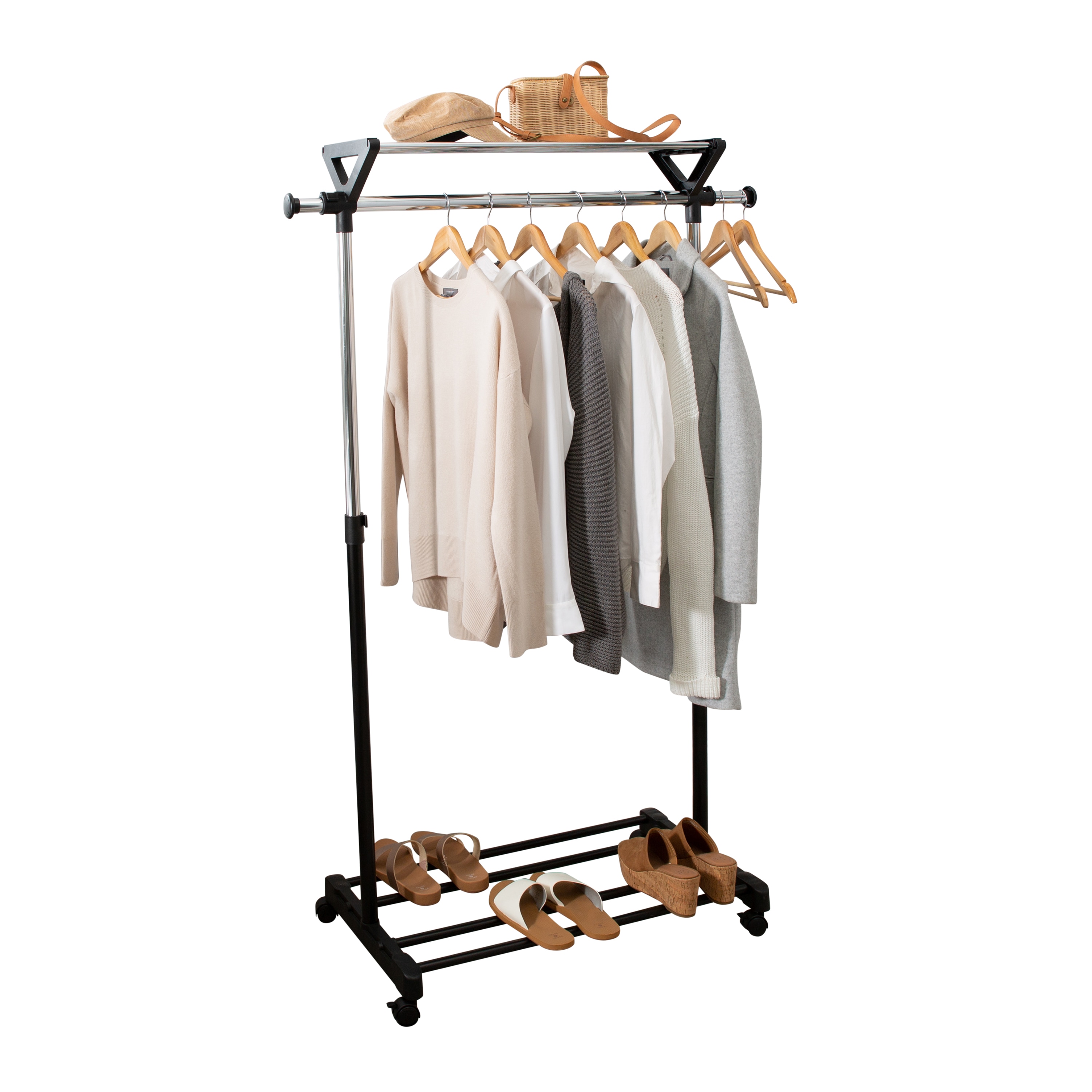 Zongool Clothing Rack Portable Clothing Rack Garment Rack W/ Locking Wheels 